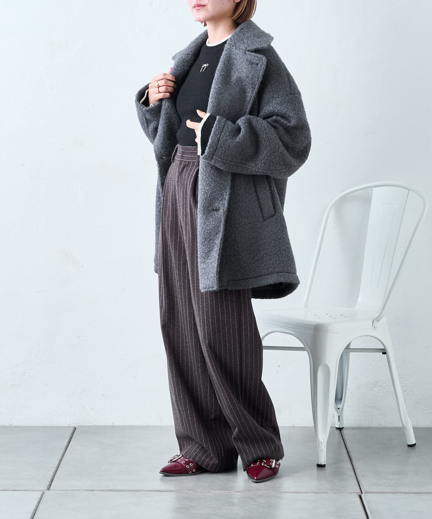 OUTLET(アウトレット) 【w closet】リボン刺繍リブニット