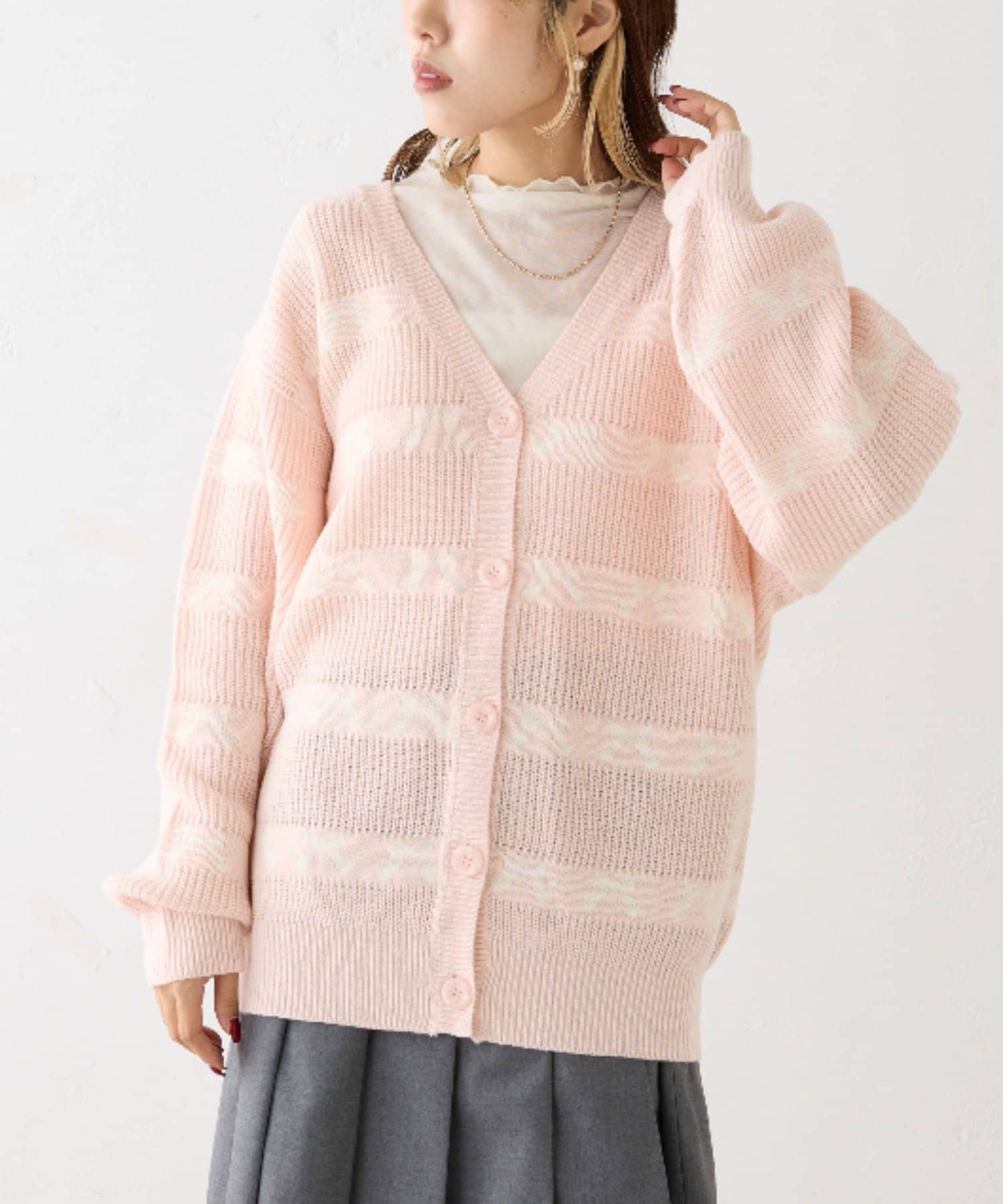OUTLET(アウトレット) 【w closet】リボンビッグカーディガン