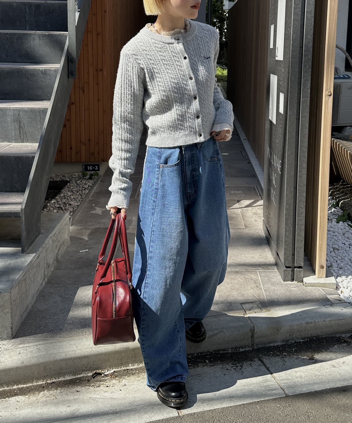 OUTLET(アウトレット) 【w closet】ケーブル刺繍カーディガン