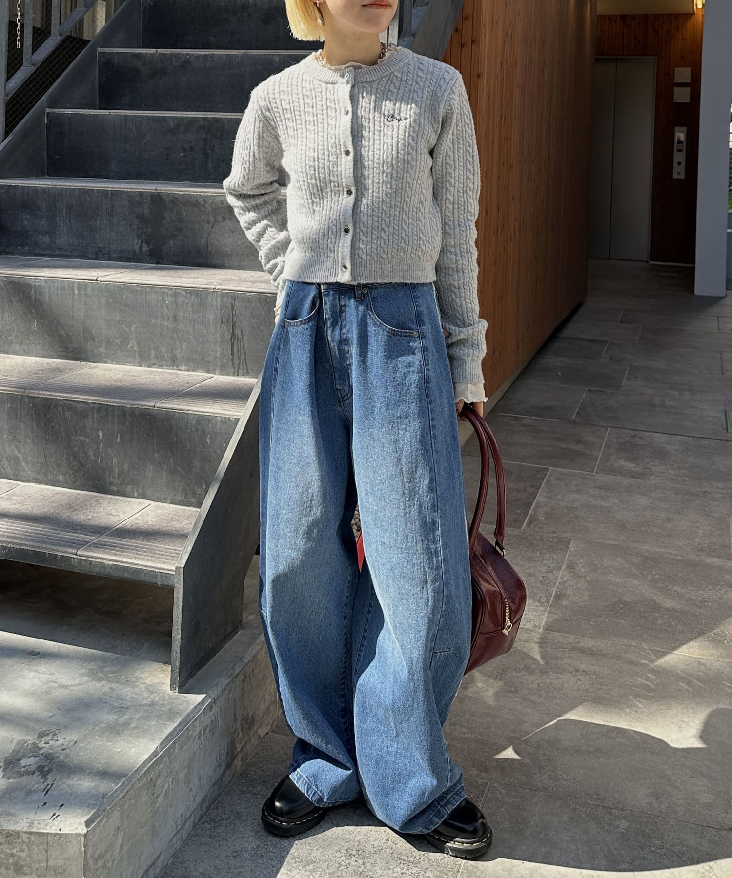 OUTLET(アウトレット) 【w closet】ケーブル刺繍カーディガン