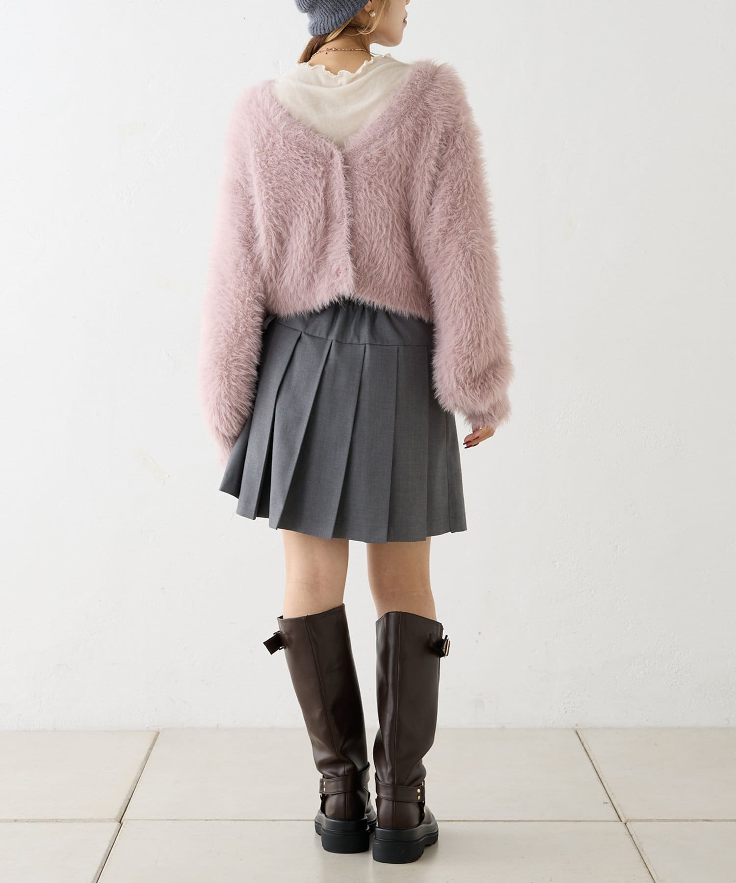 OUTLET(アウトレット) 【w closet】ロゴシャギーカーディガン