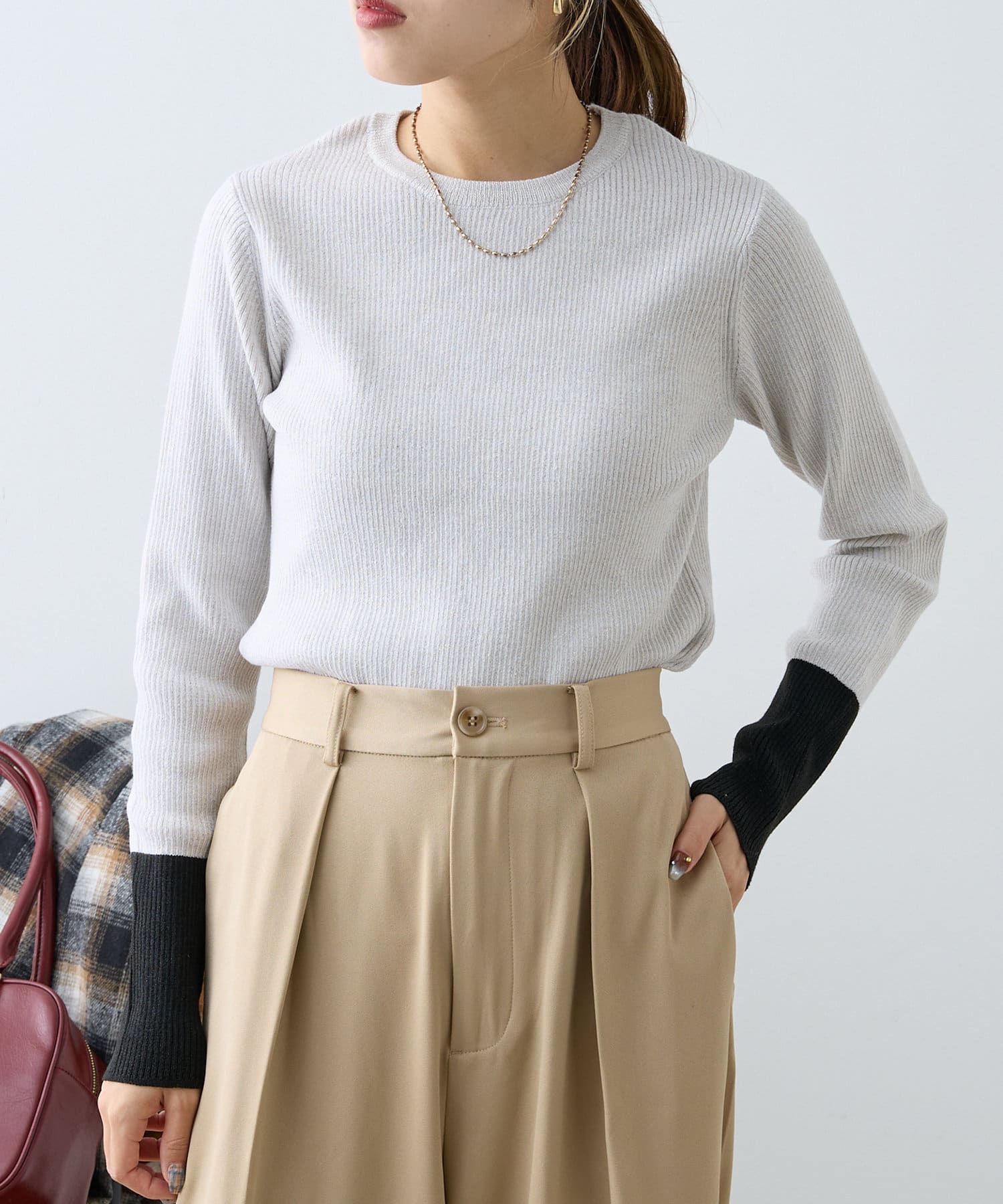 OUTLET(アウトレット) 【w closet】ラメ配色リブニット