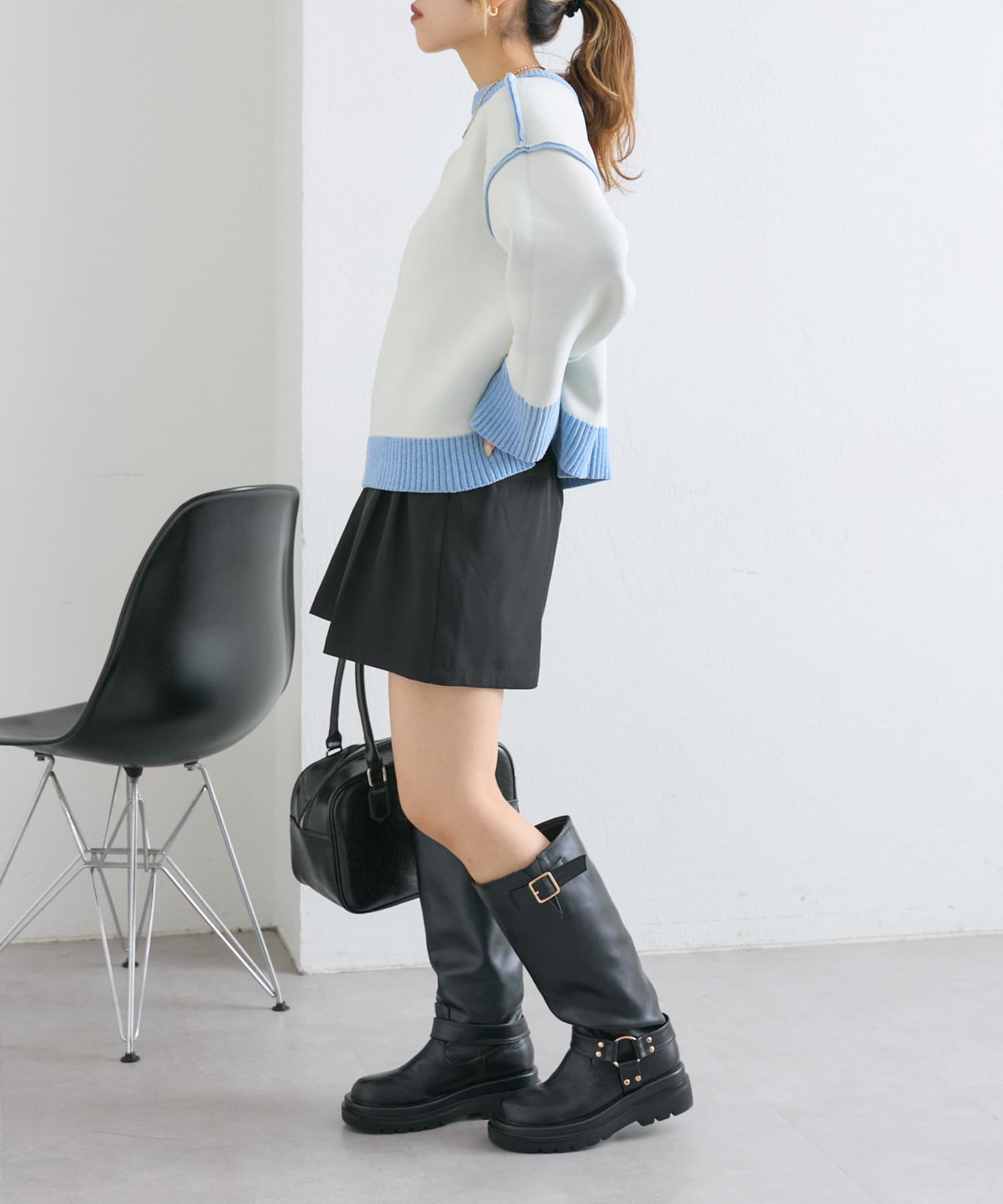 OUTLET(アウトレット) 【w closet】配色モールニットプルオーバー