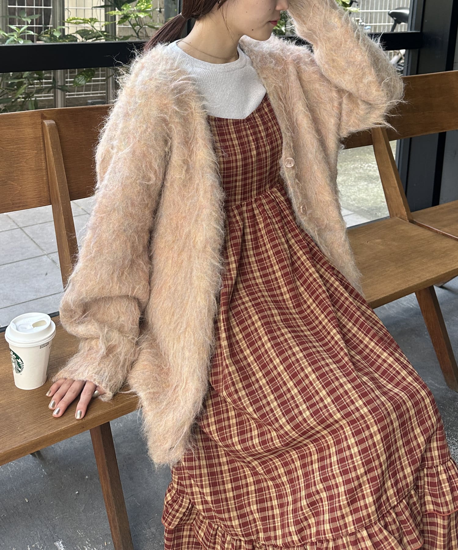 OUTLET(アウトレット) 【w closet】MIXシャギービッグニットカーディガン