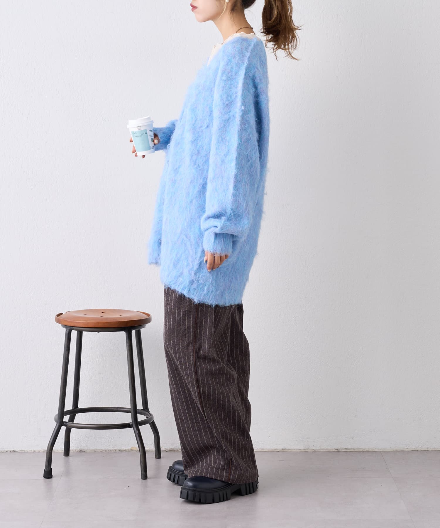 OUTLET(アウトレット) 【w closet】MIXシャギービッグニットカーディガン