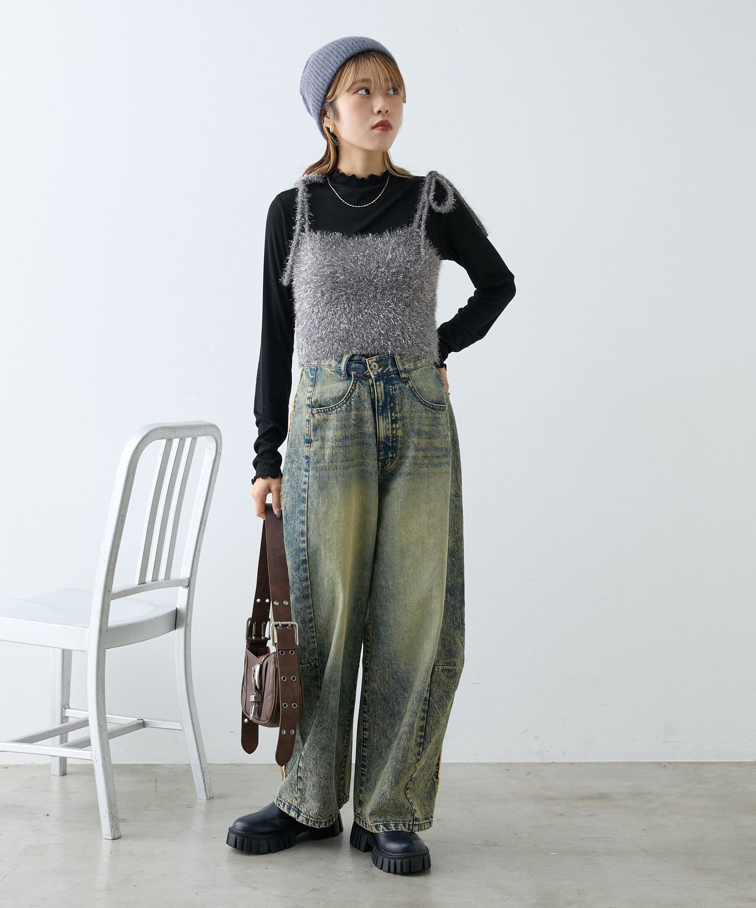 OUTLET(アウトレット) 【w closet】シアーテレコインナーカットソー