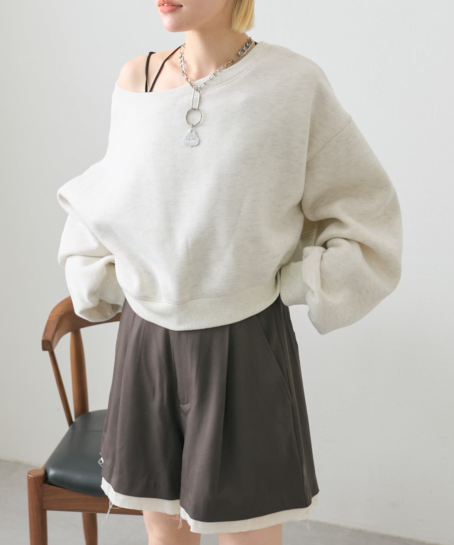 OUTLET(アウトレット) 【w closet】ワンショル裏起毛スウエット