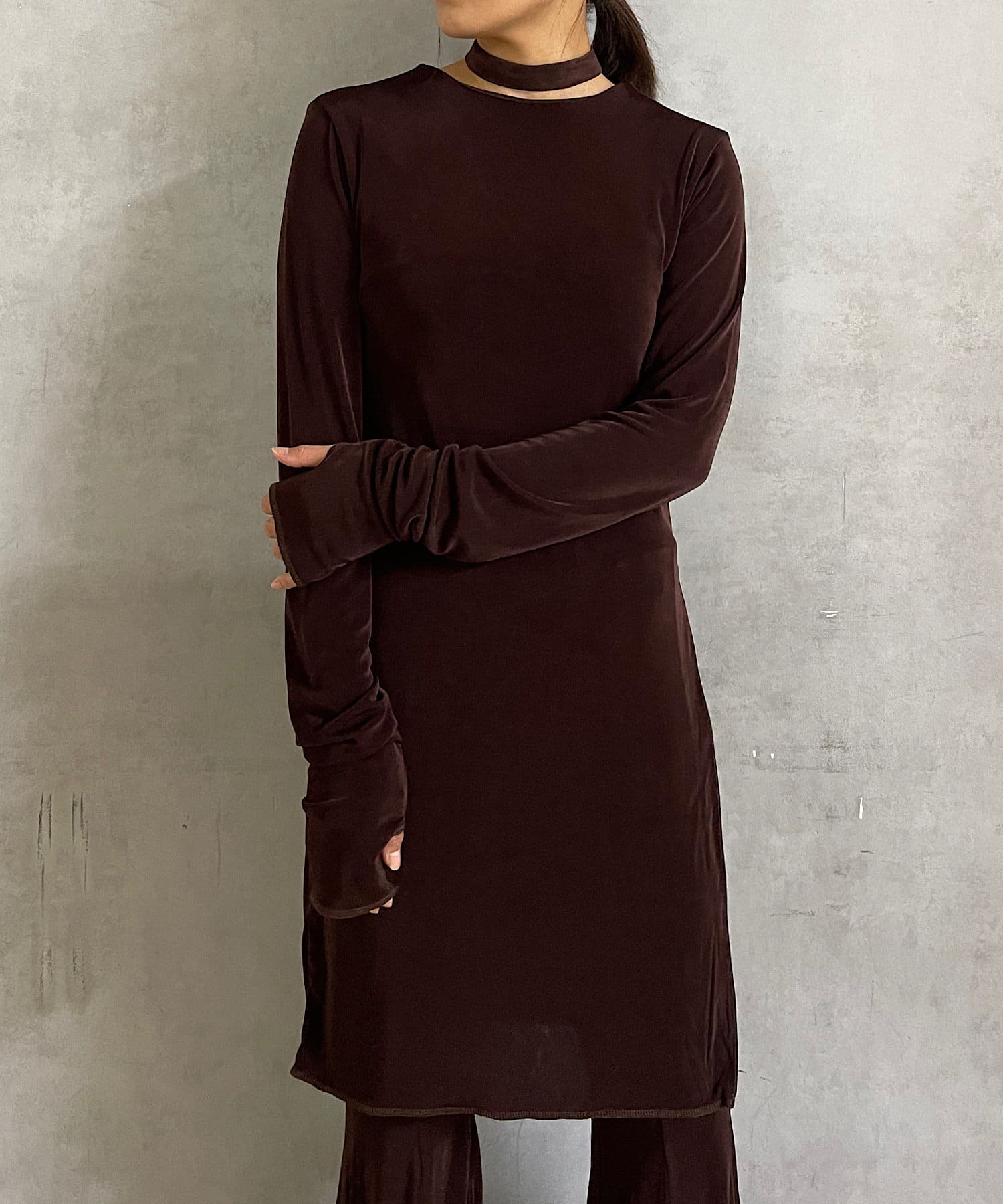 OUTLET(アウトレット) 【Pasterip】Sheer rib tie tunic