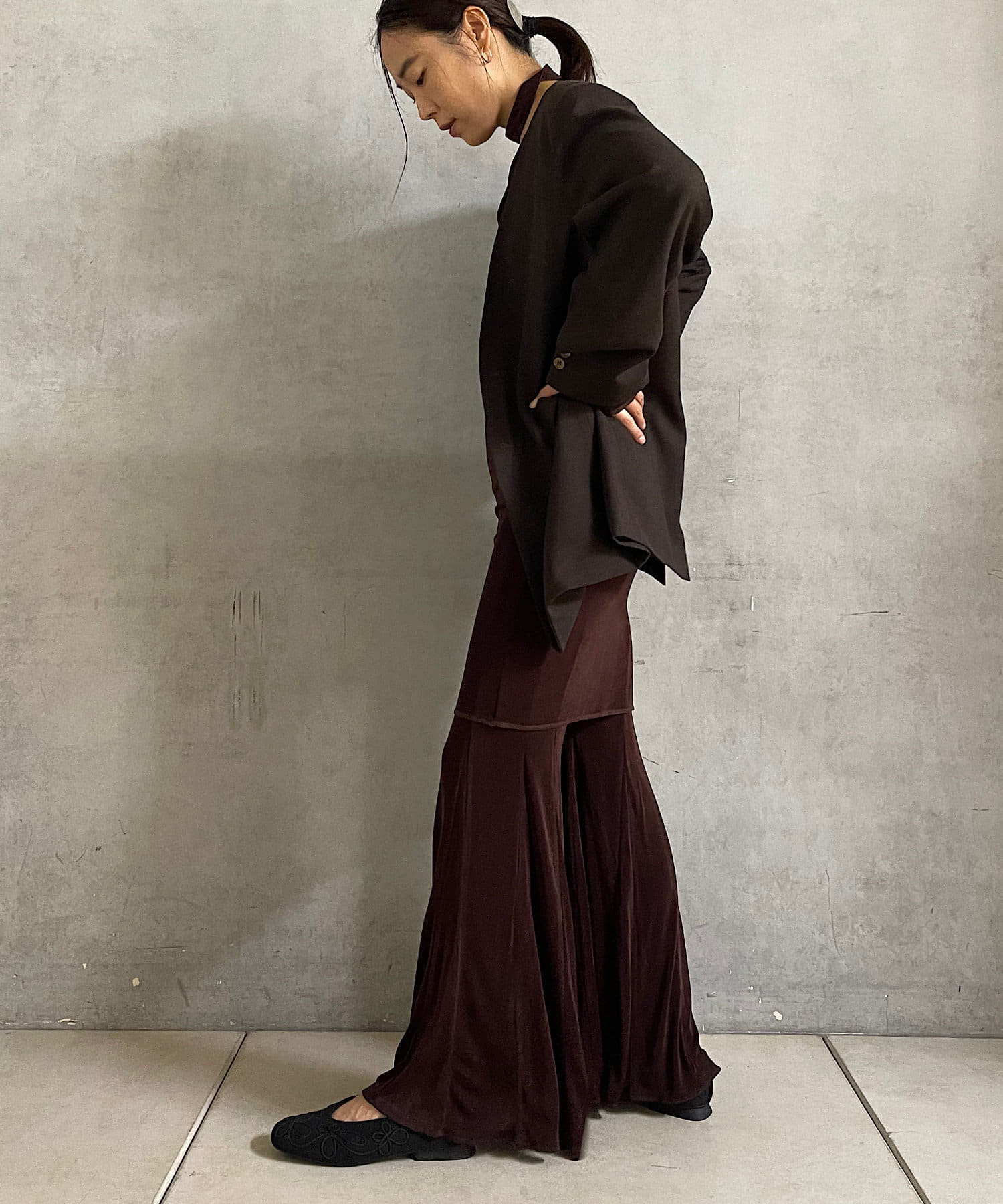 OUTLET(アウトレット) 【Pasterip】Sheer rib tie tunic