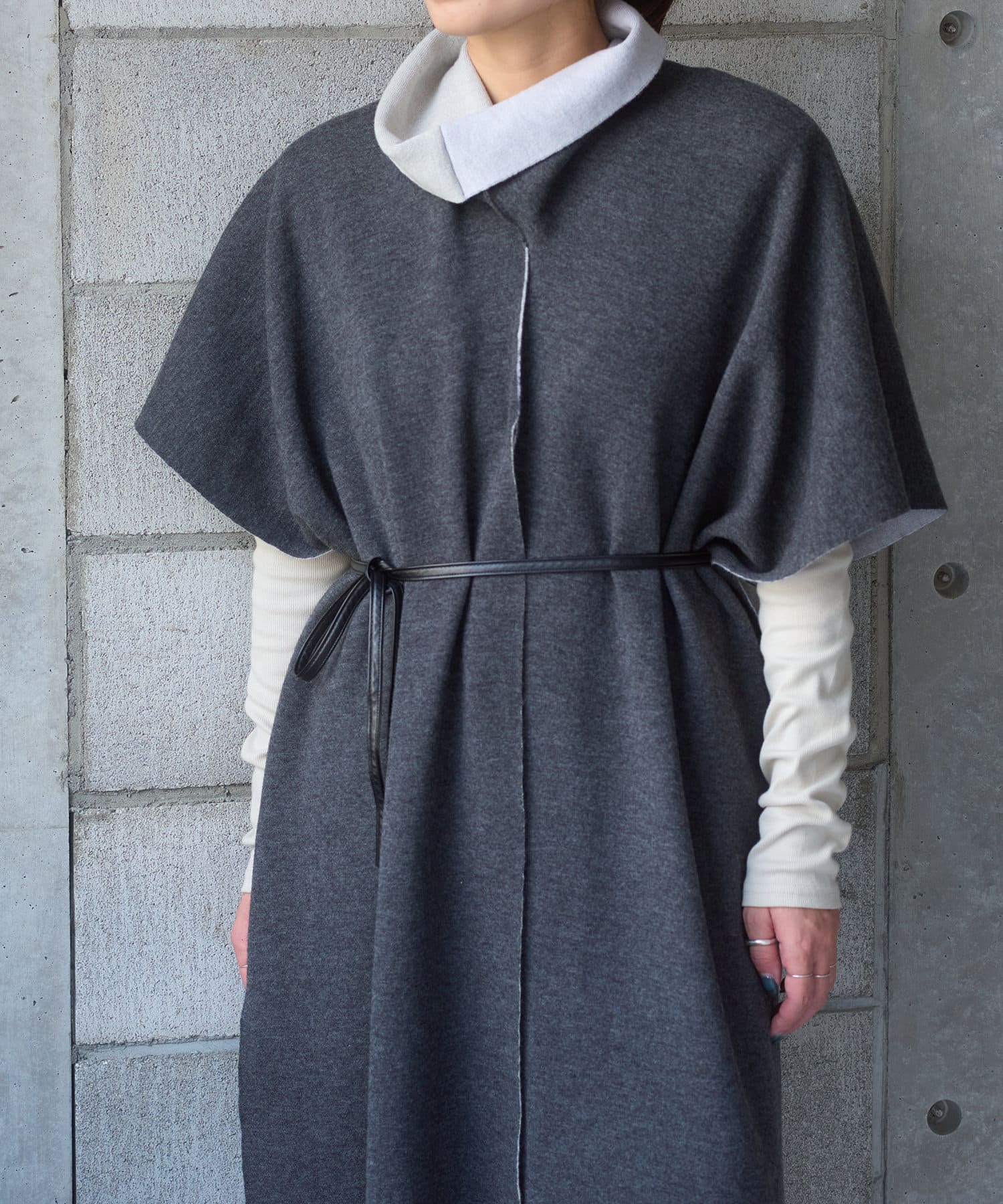 OUTLET(アウトレット) 【Pasterip】Double face design poncho