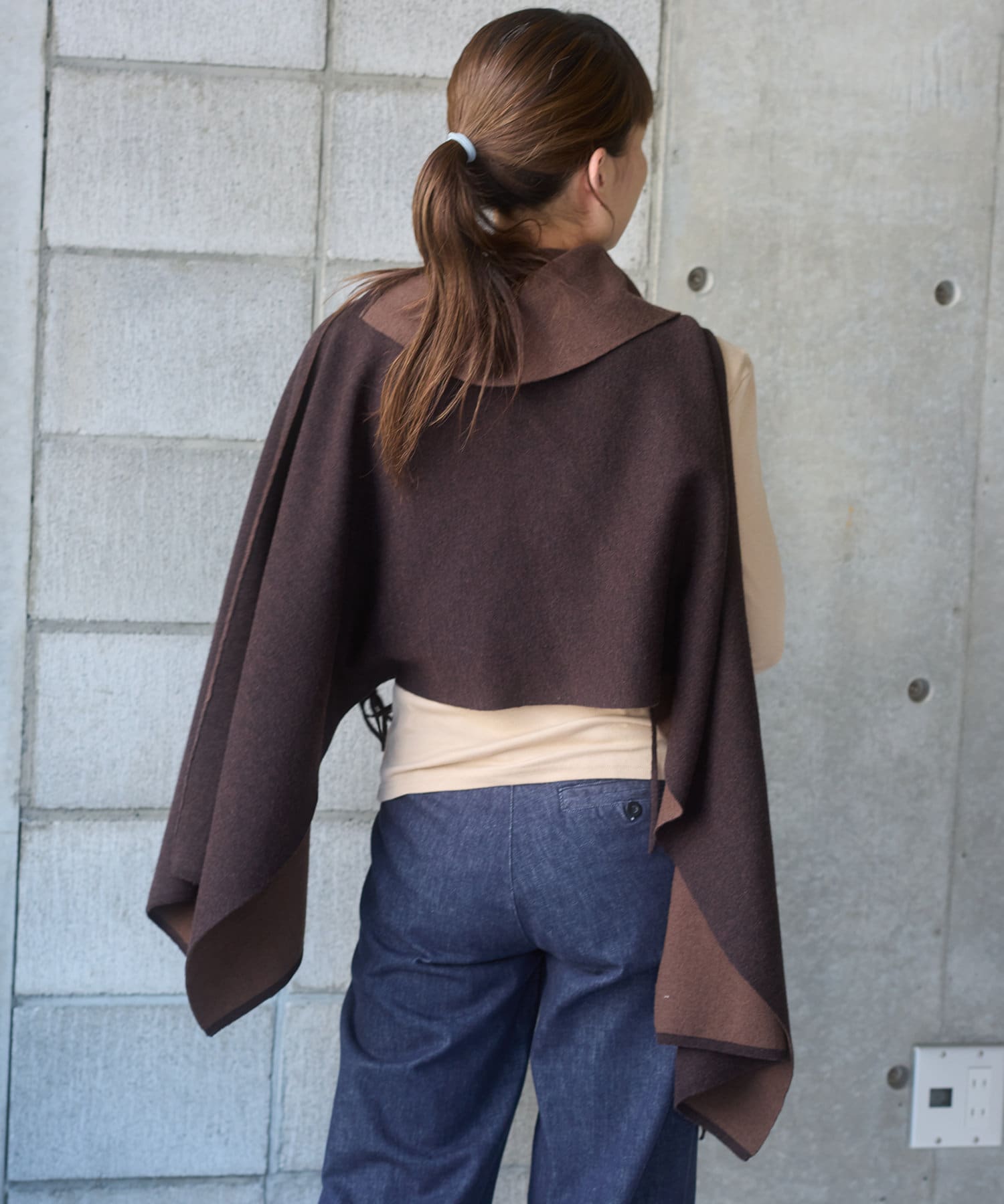 OUTLET(アウトレット) 【Pasterip】Double face design poncho