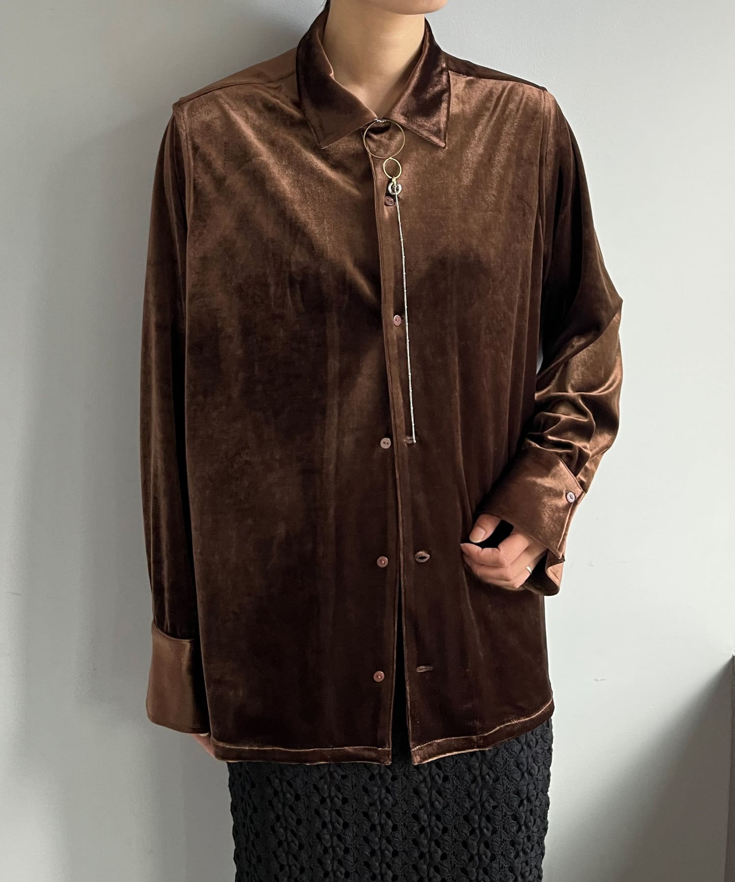 OUTLET(アウトレット) 【Pasterip】Cozy set up velour shirt