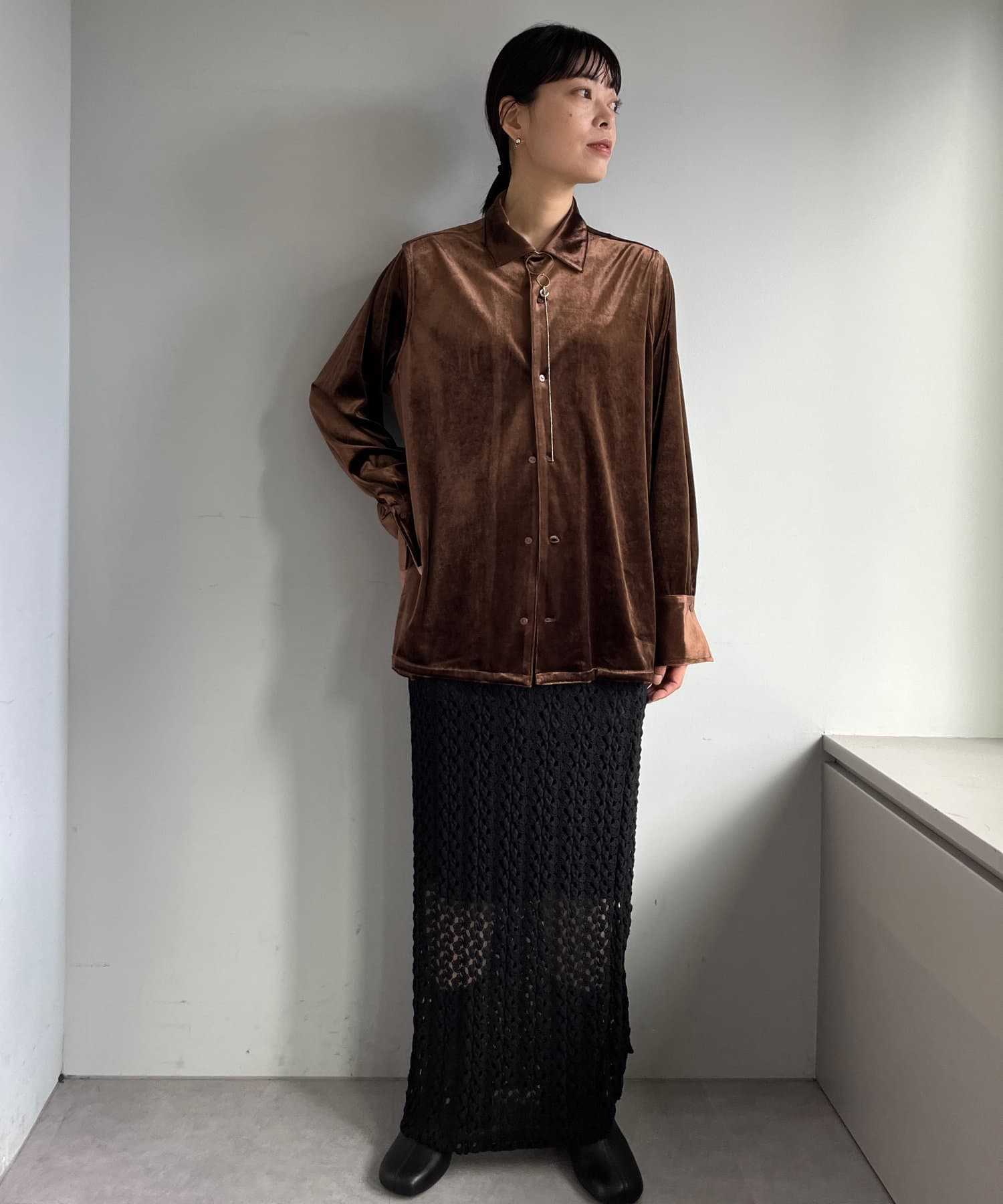 OUTLET(アウトレット) 【Pasterip】Cozy set up velour shirt