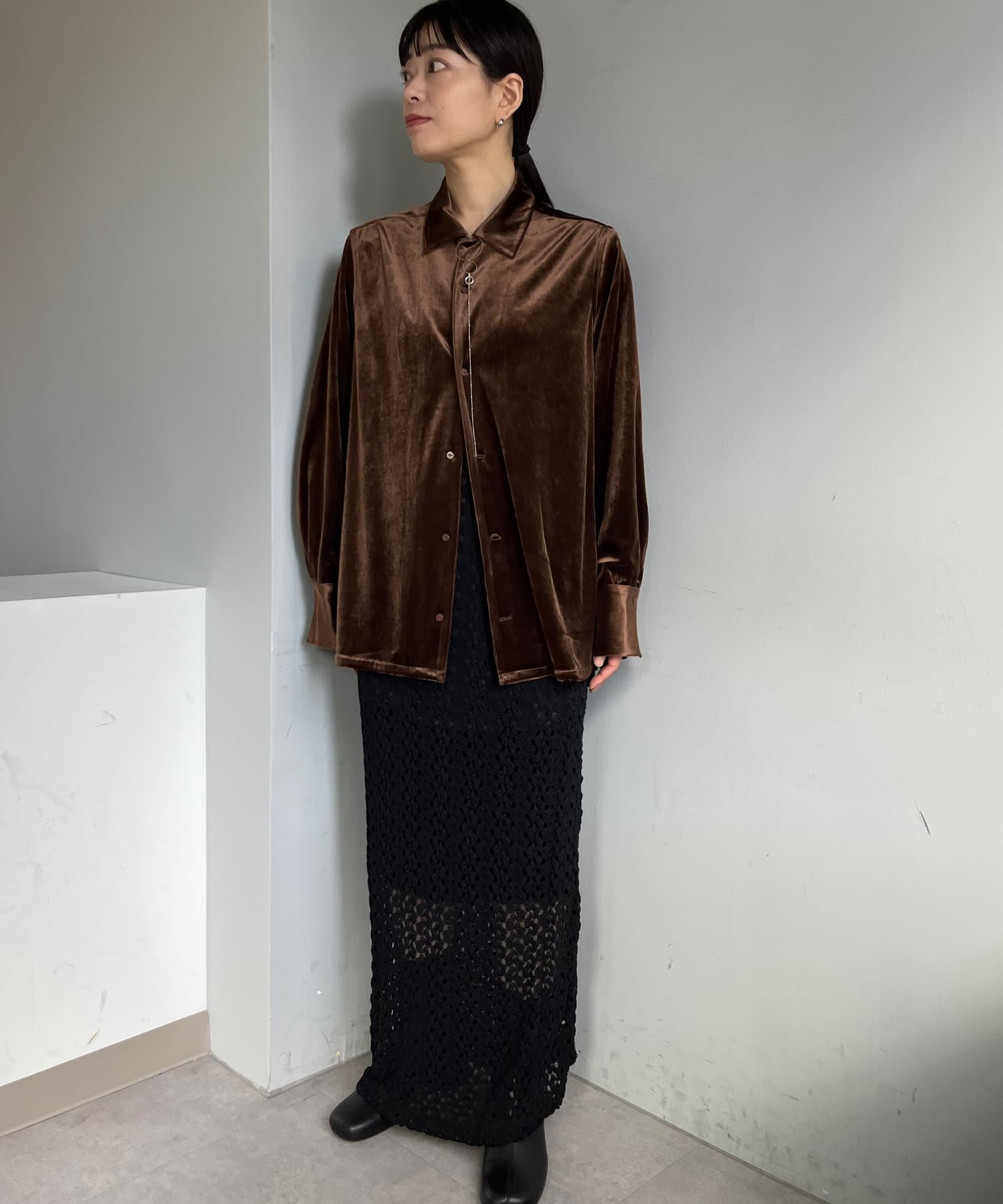 OUTLET(アウトレット) 【Pasterip】Cozy set up velour shirt
