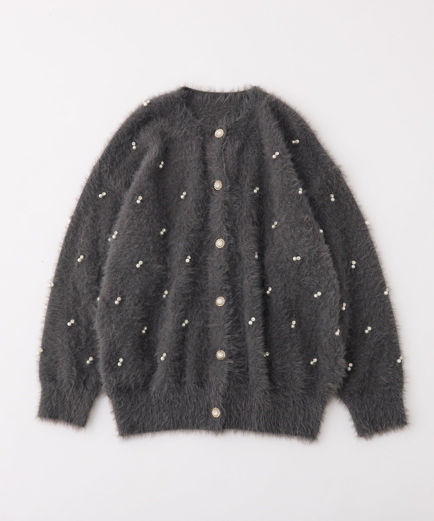 one after another NICE CLAUP(ワンアフターアナザー ナイスクラップ) ビジューフェザーロングカーデ