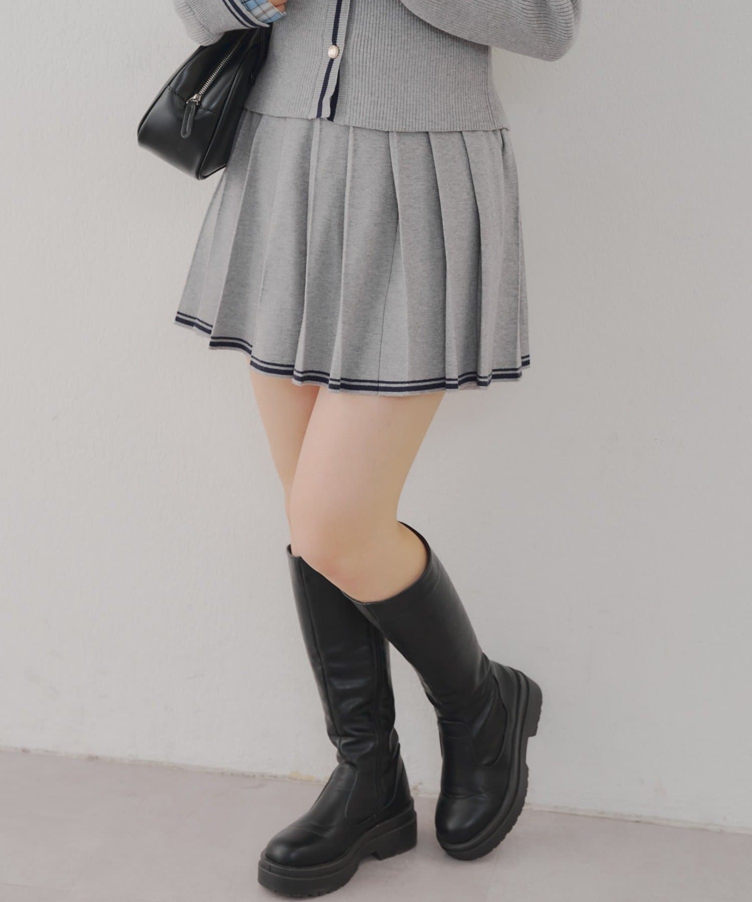 NICE CLAUP / OLIVE des OLIVE OUTLET(ナイスクラップ  / オリーブ デ オリーブ アウトレット) 【RMAF】裾ライン入りプリーツミニスカート