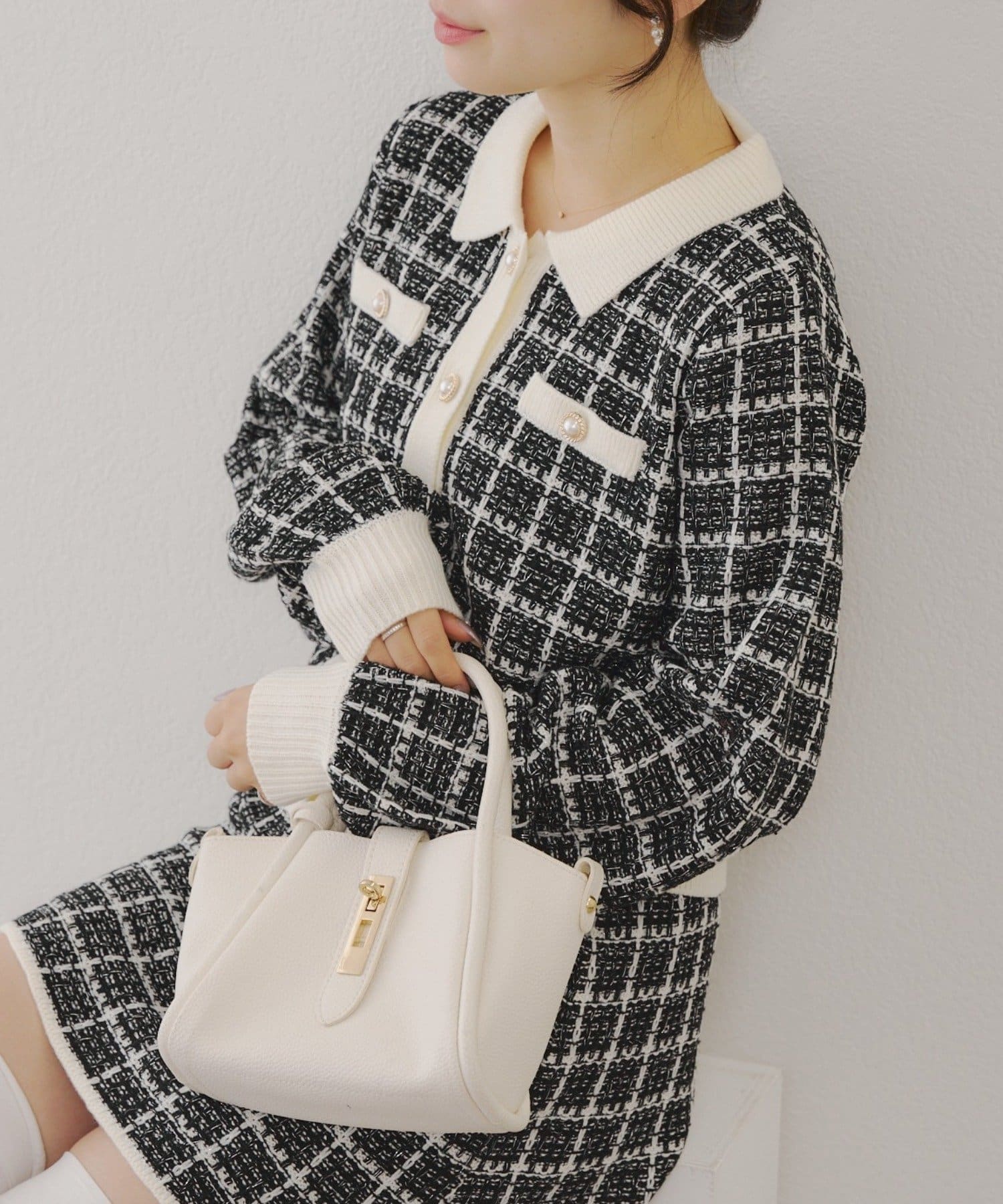 NICE CLAUP / OLIVE des OLIVE OUTLET(ナイスクラップ  / オリーブ デ オリーブ アウトレット) 【RMAF】ツイードニットセットアップ