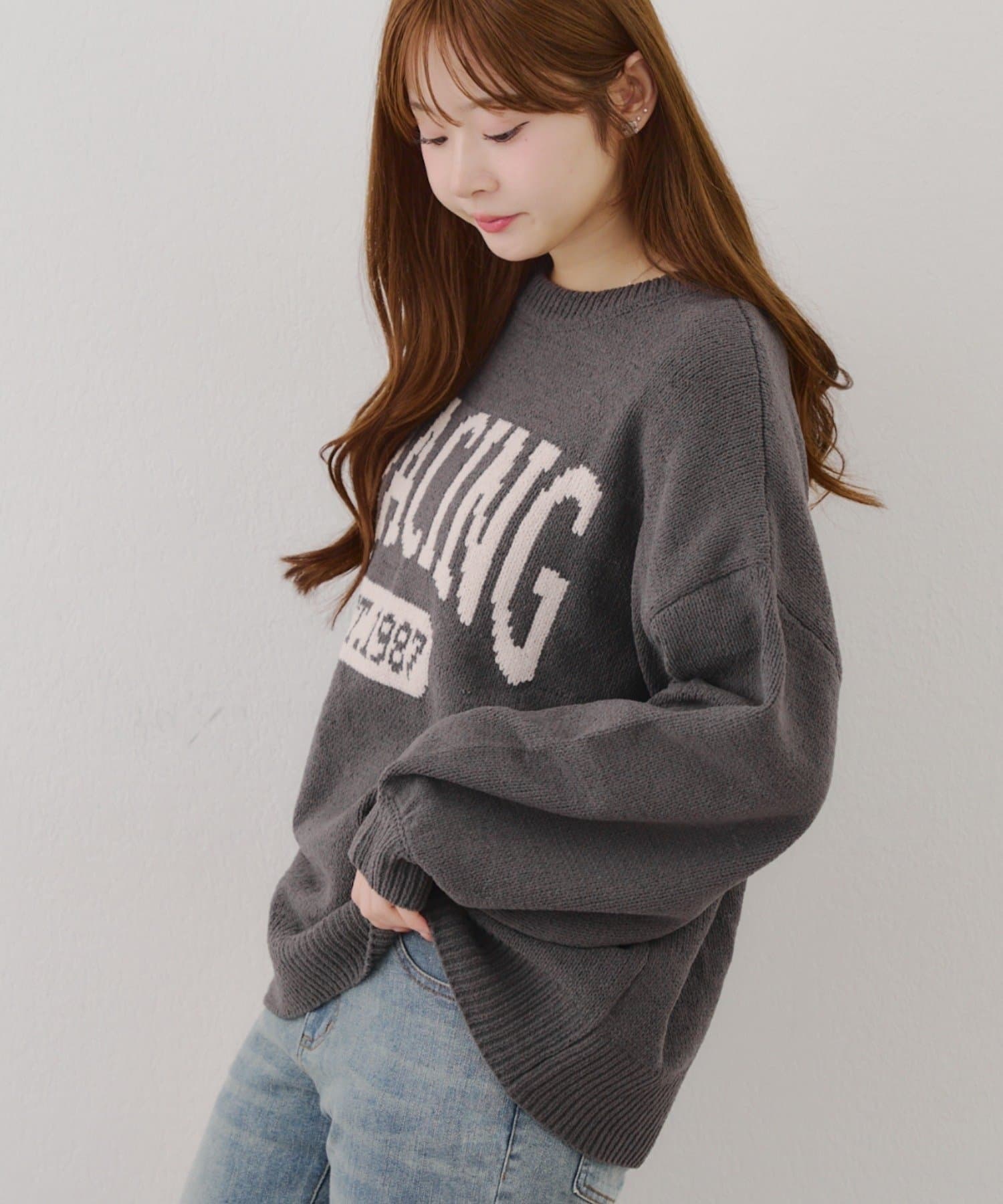 NICE CLAUP / OLIVE des OLIVE OUTLET(ナイスクラップ  / オリーブ デ オリーブ アウトレット) 【RMAF】マットモールロゴニットプルオーバー