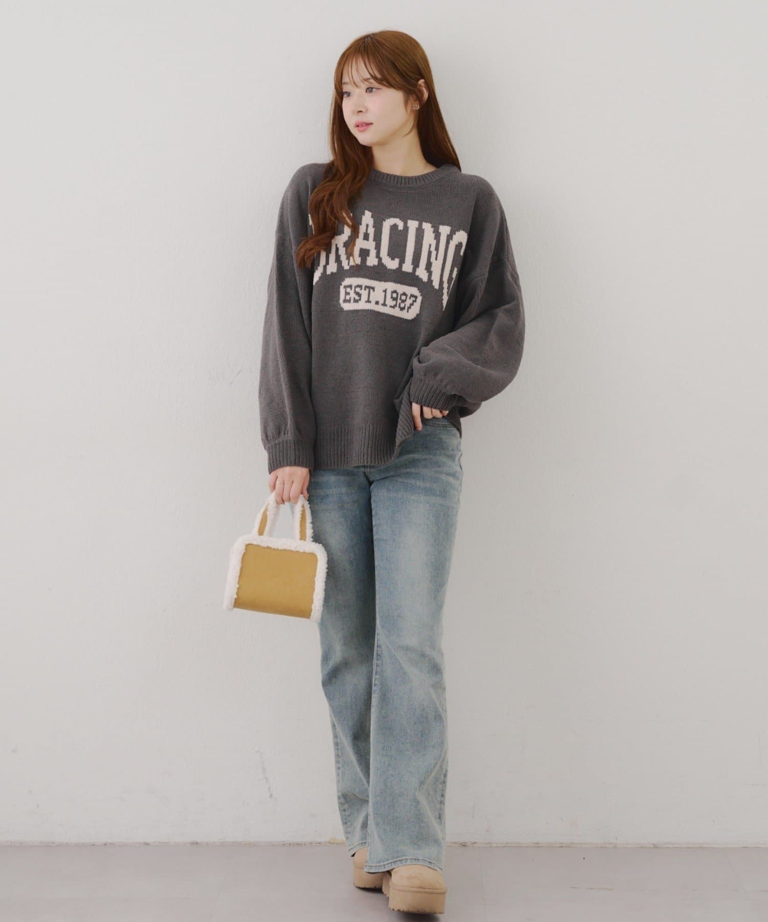 NICE CLAUP / OLIVE des OLIVE OUTLET(ナイスクラップ  / オリーブ デ オリーブ アウトレット) 【RMAF】マットモールロゴニットプルオーバー