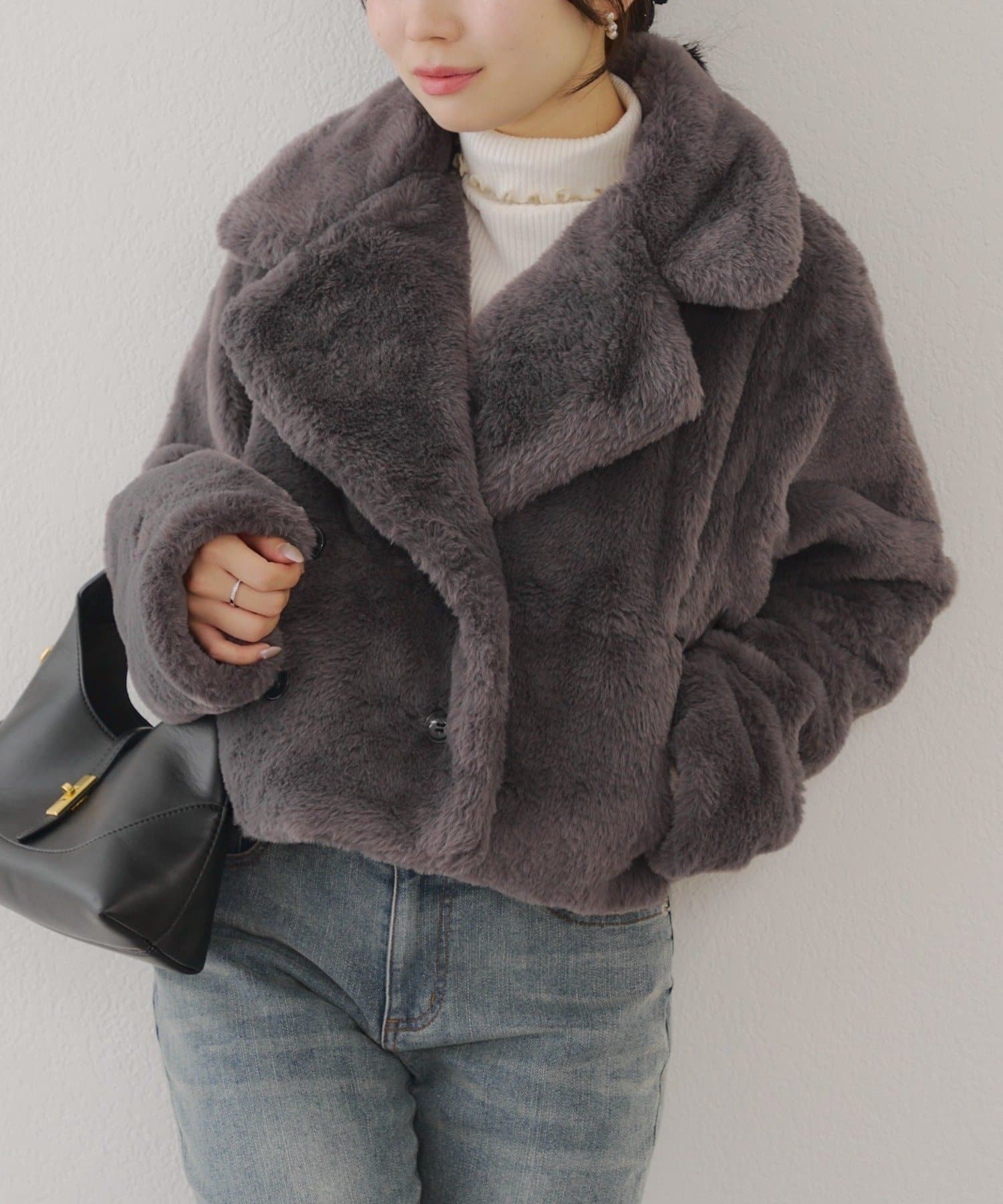 RMAF】ラビット風ファーショートジャケット | NICE CLAUP / OLIVE des