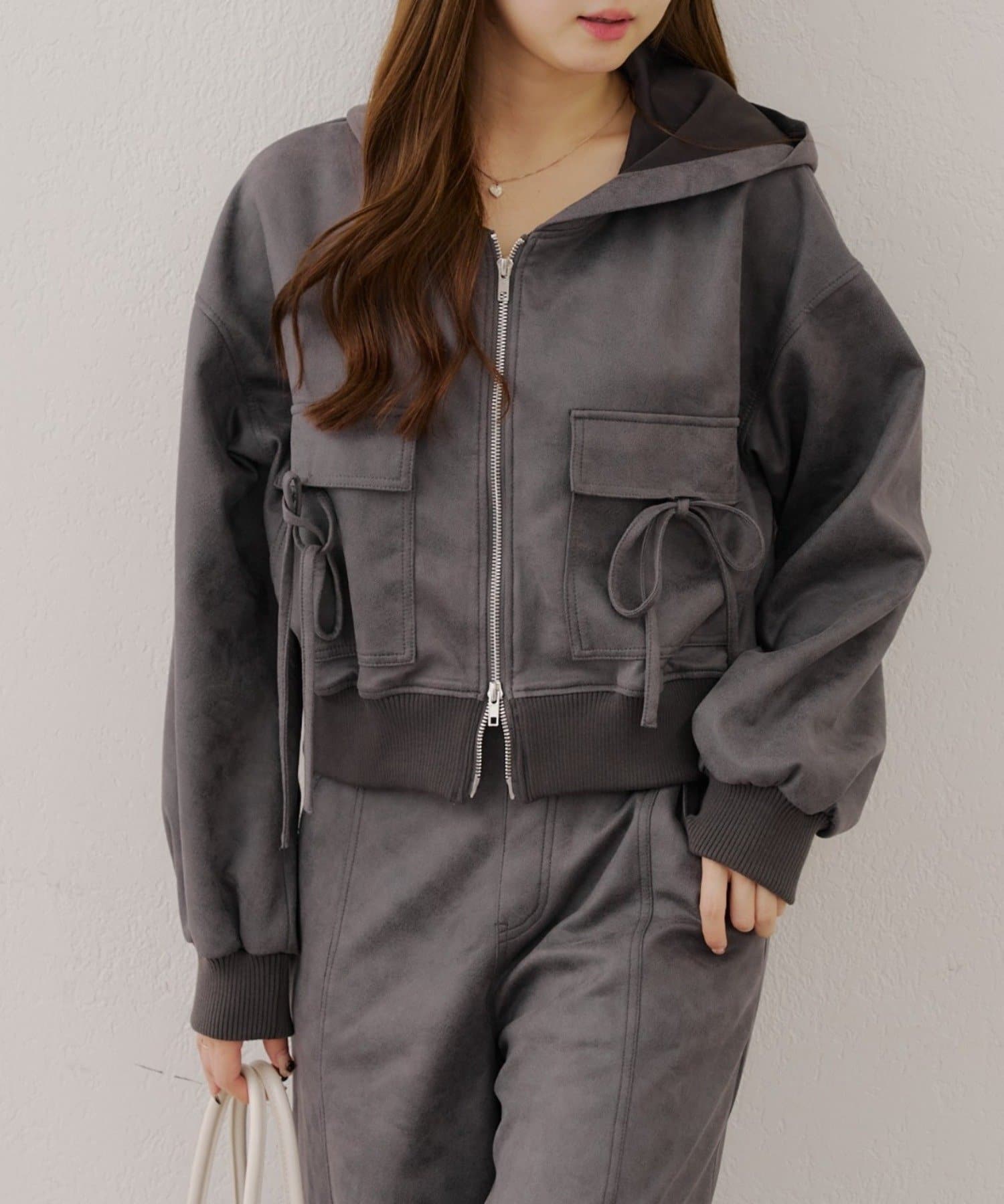NICE CLAUP / OLIVE des OLIVE OUTLET(ナイスクラップ  / オリーブ デ オリーブ アウトレット) 【RMAF】リボンフードブルゾン