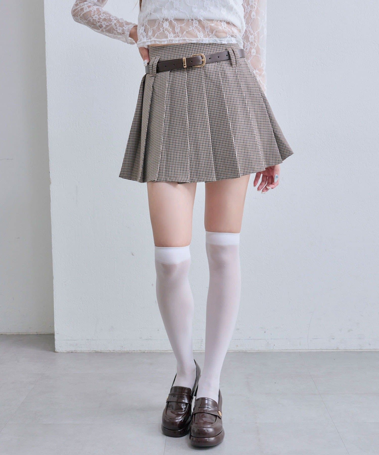 POPPY あさぎーにょ　グレー プリーツスカート ベルトループ POPPY あさぎーにょグレー プリーツスカート ベルトループ