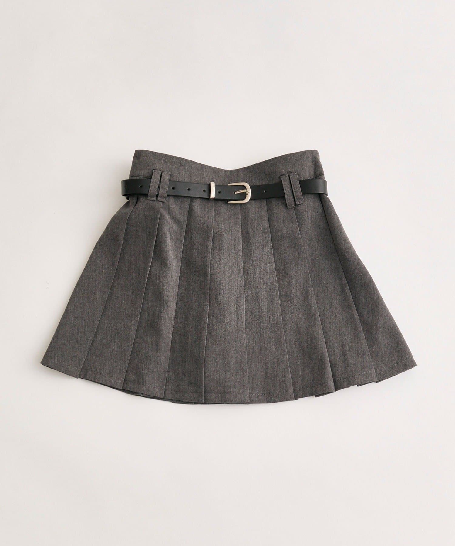 OLIVE des OLIVE(オリーブ デ オリーブ) 【PinSucreCollection】合皮ベルト付きプリーツスカート