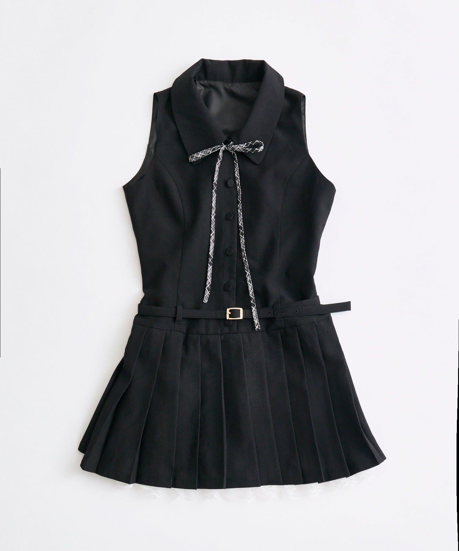 OLIVE des OLIVE(オリーブ デ オリーブ) 【PinSucreCollection】ノースリーブネクタイワンピース