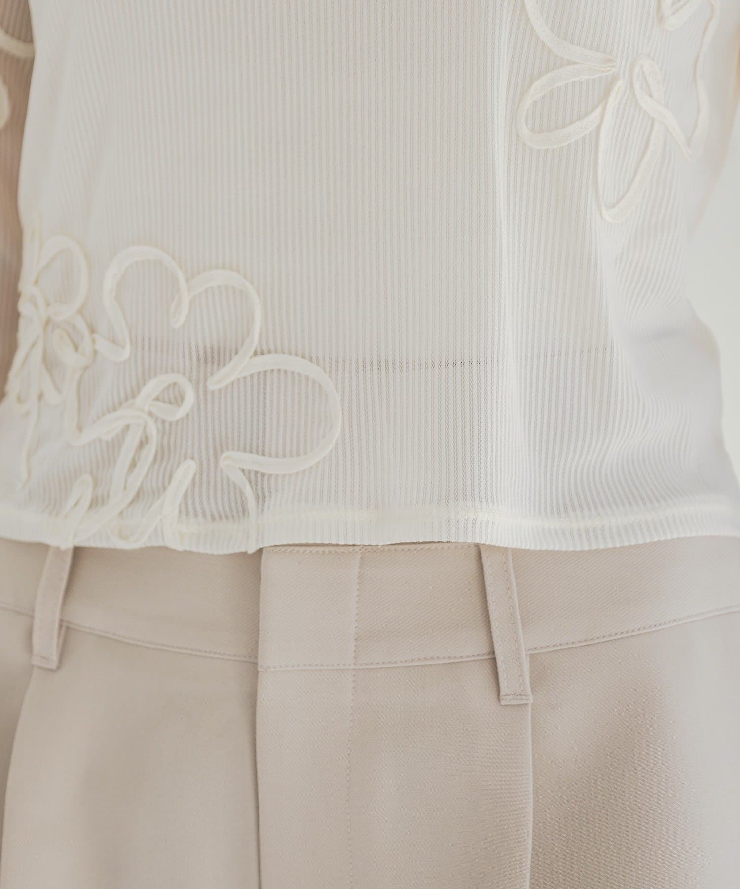 Kastane(カスタネ) 【ロングセラー】フラワーコード刺繍シアーTOPS