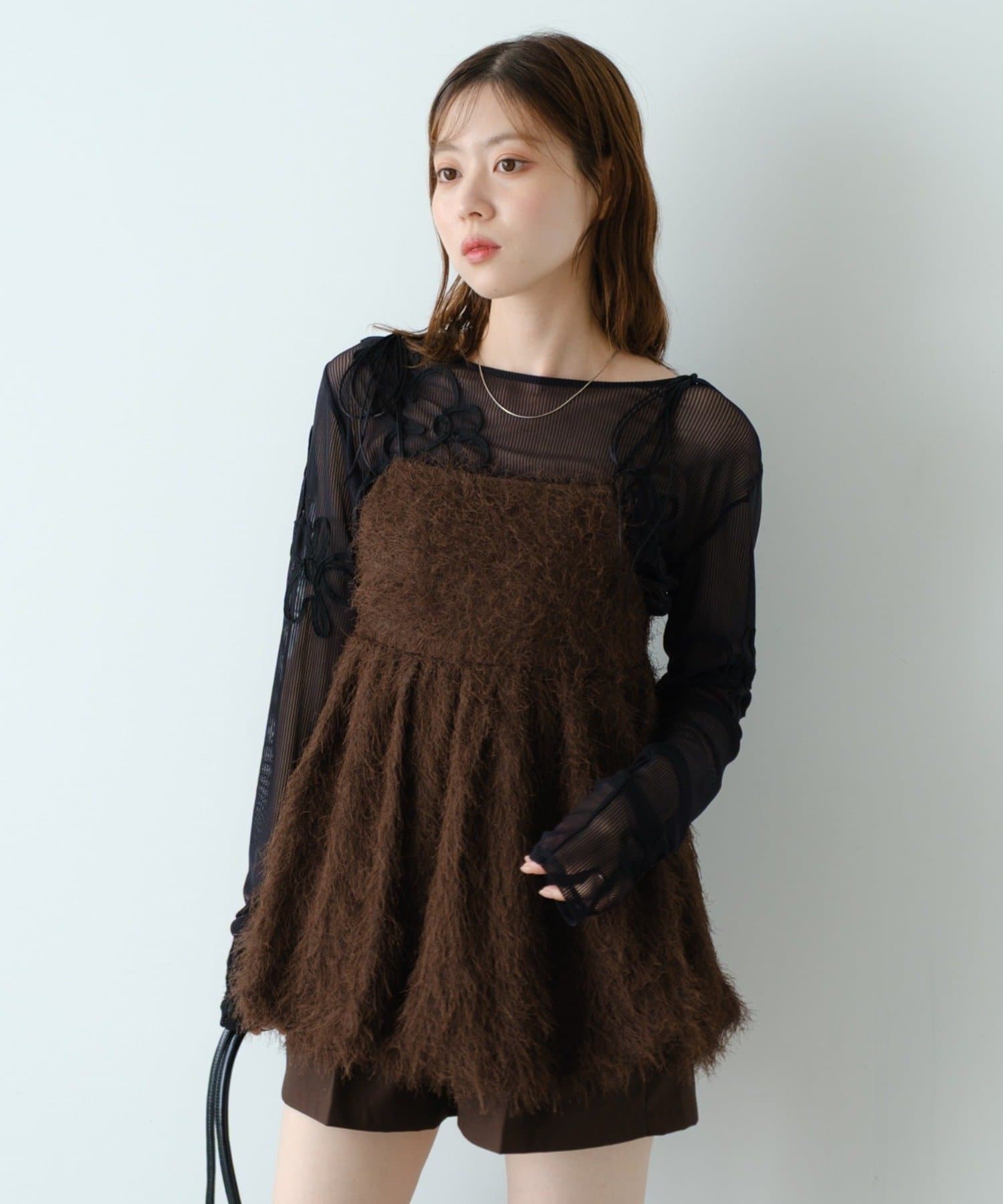Kastane(カスタネ) 【8.23(土)0:00発売】フラワーコード刺繍シアーTOPS
