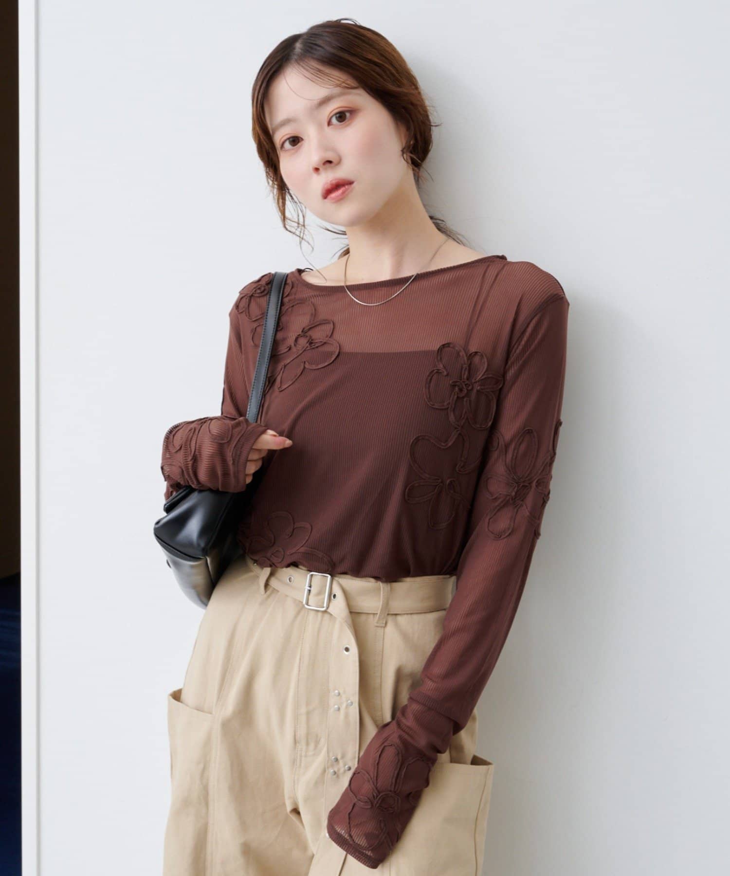 Kastane(カスタネ) 【8.23(土)0:00発売】フラワーコード刺繍シアーTOPS