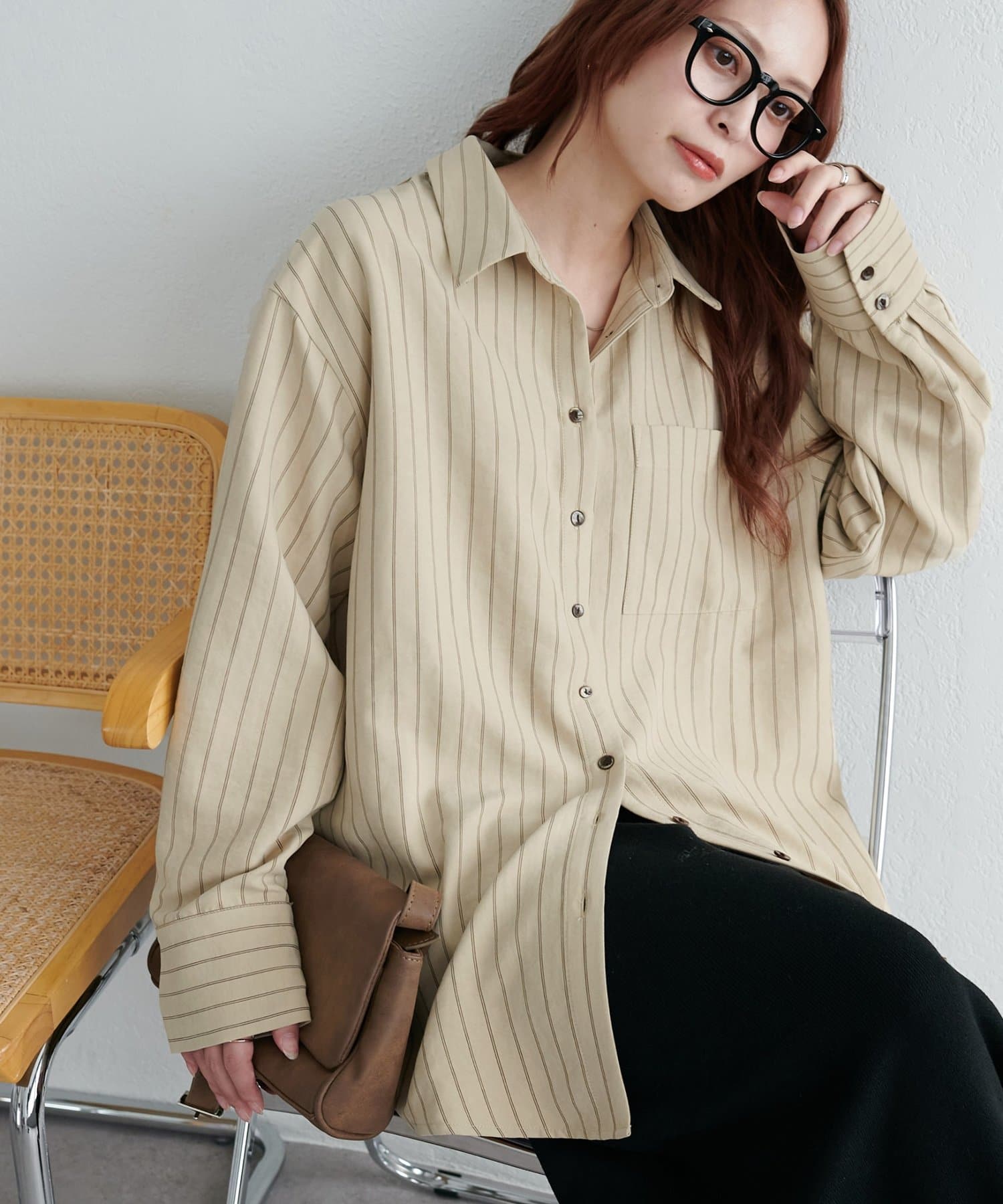 DISCOAT(ディスコート) 【滑らかな肌さわり/秋冬シャツ】ピーチ起毛ストライプシャツ《WEB限定カラーあり》