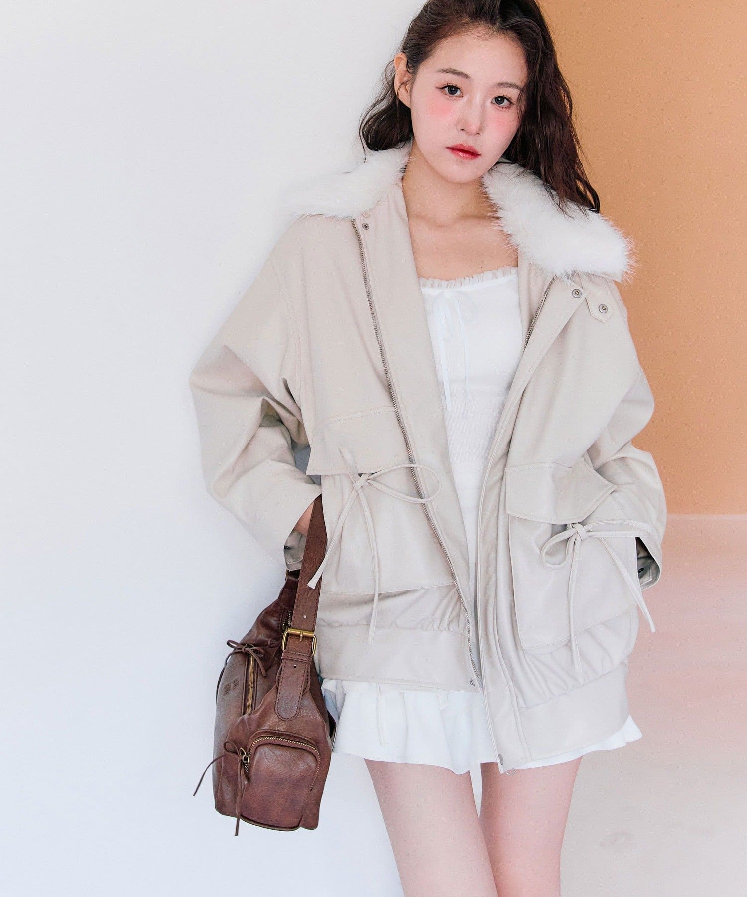 OLIVE des OLIVE ファーティペットエコレザーブルゾン ブラック ファーティペットエコレザーブルゾン | OLIVE des OLIVE