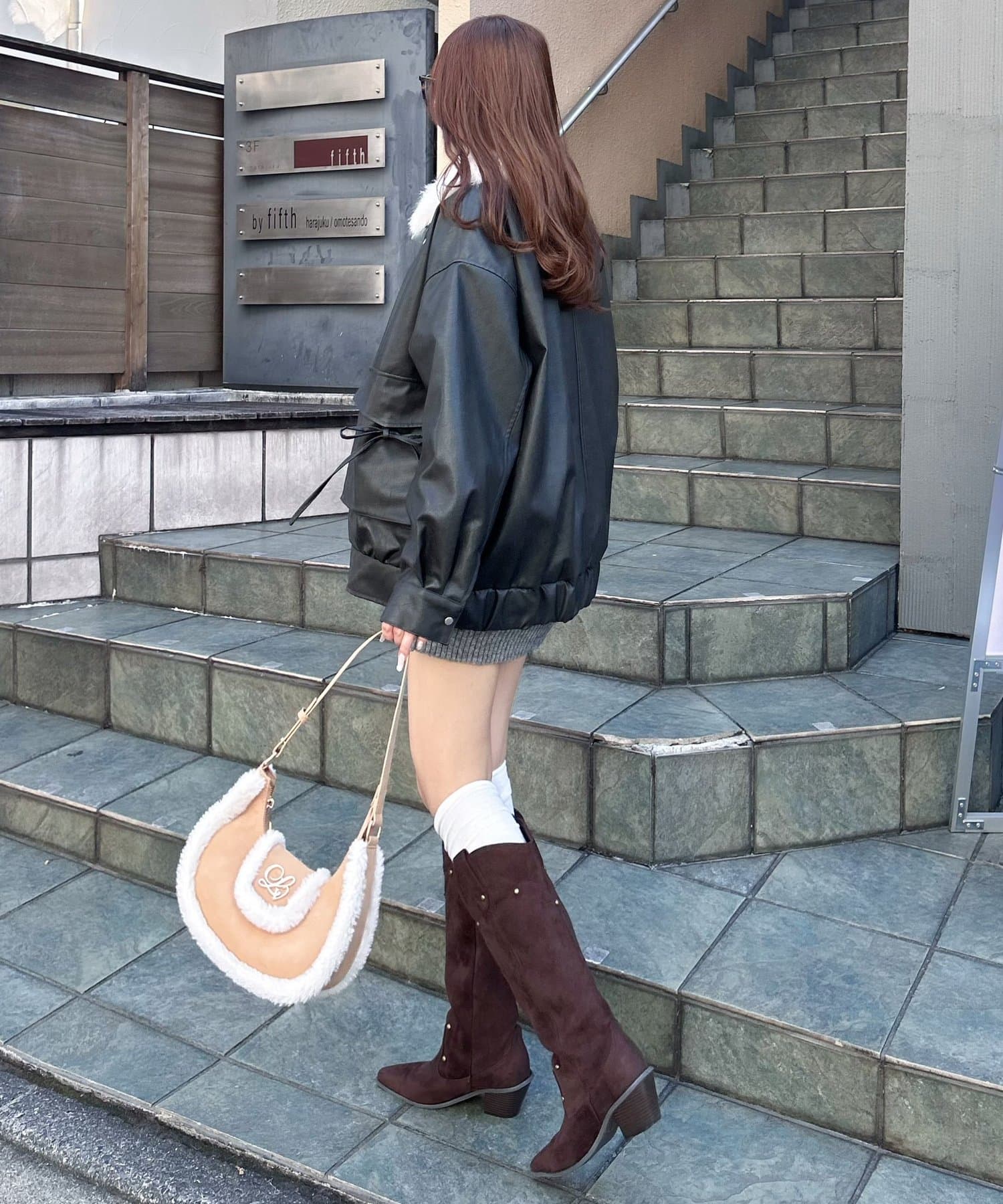 OLIVE des OLIVE(オリーブ デ オリーブ) ファーティペットエコレザーブルゾン