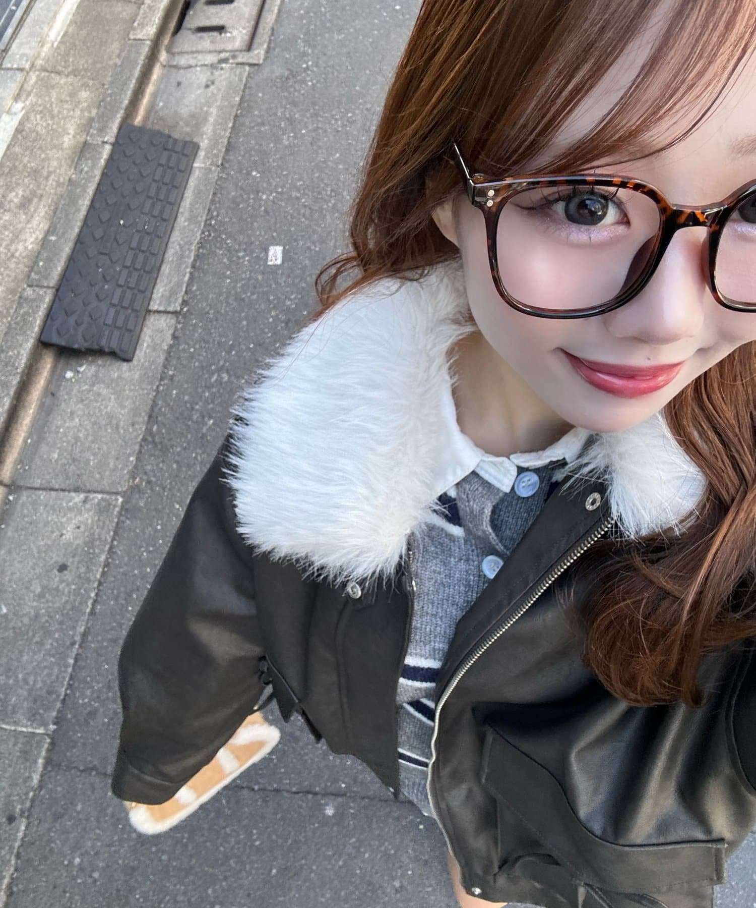 OLIVE des OLIVE(オリーブ デ オリーブ) ファーティペットエコレザーブルゾン