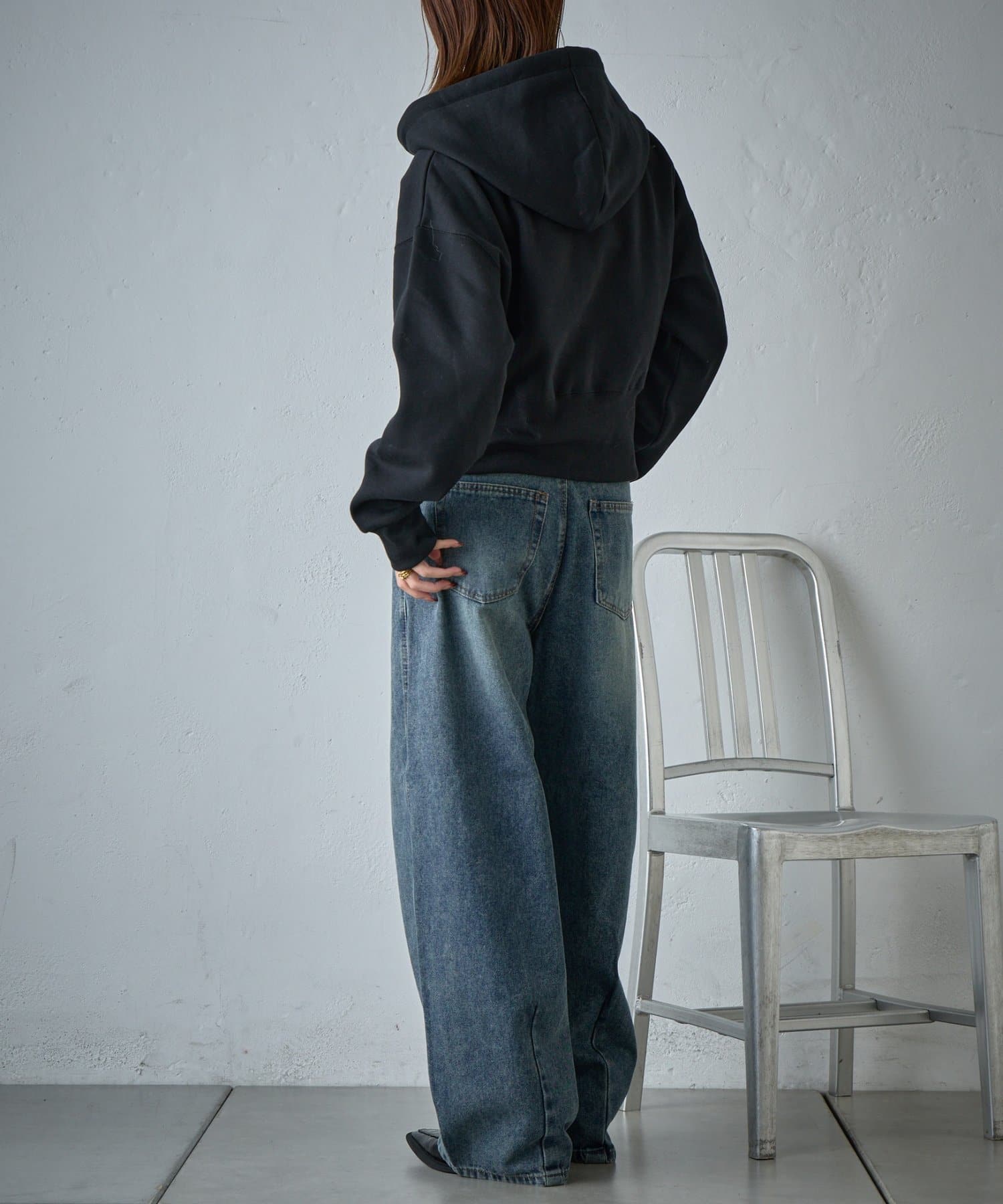 -goocy-(グーシー) 裏起毛ショート丈フーディプルオーバー