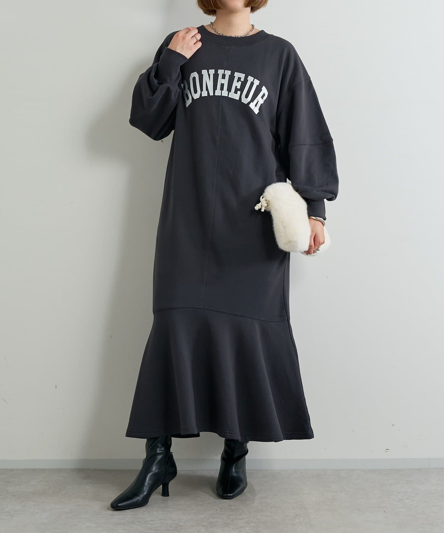 un dix cors(アンディコール) 《甘めカジュアルに◎》裏毛マーメイドロングワンピース