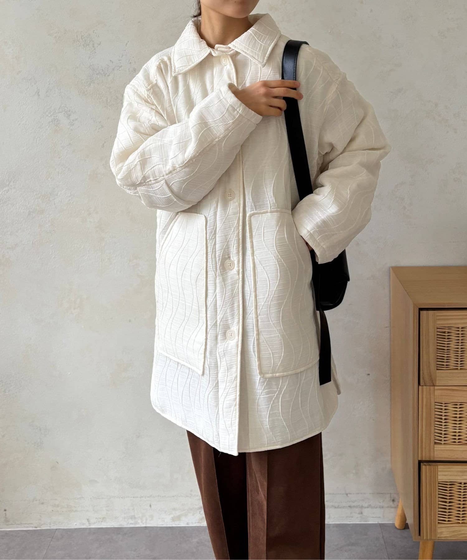 LOCUST(ローカスト) 【肩こり0】ウェーブ模様中綿アウター