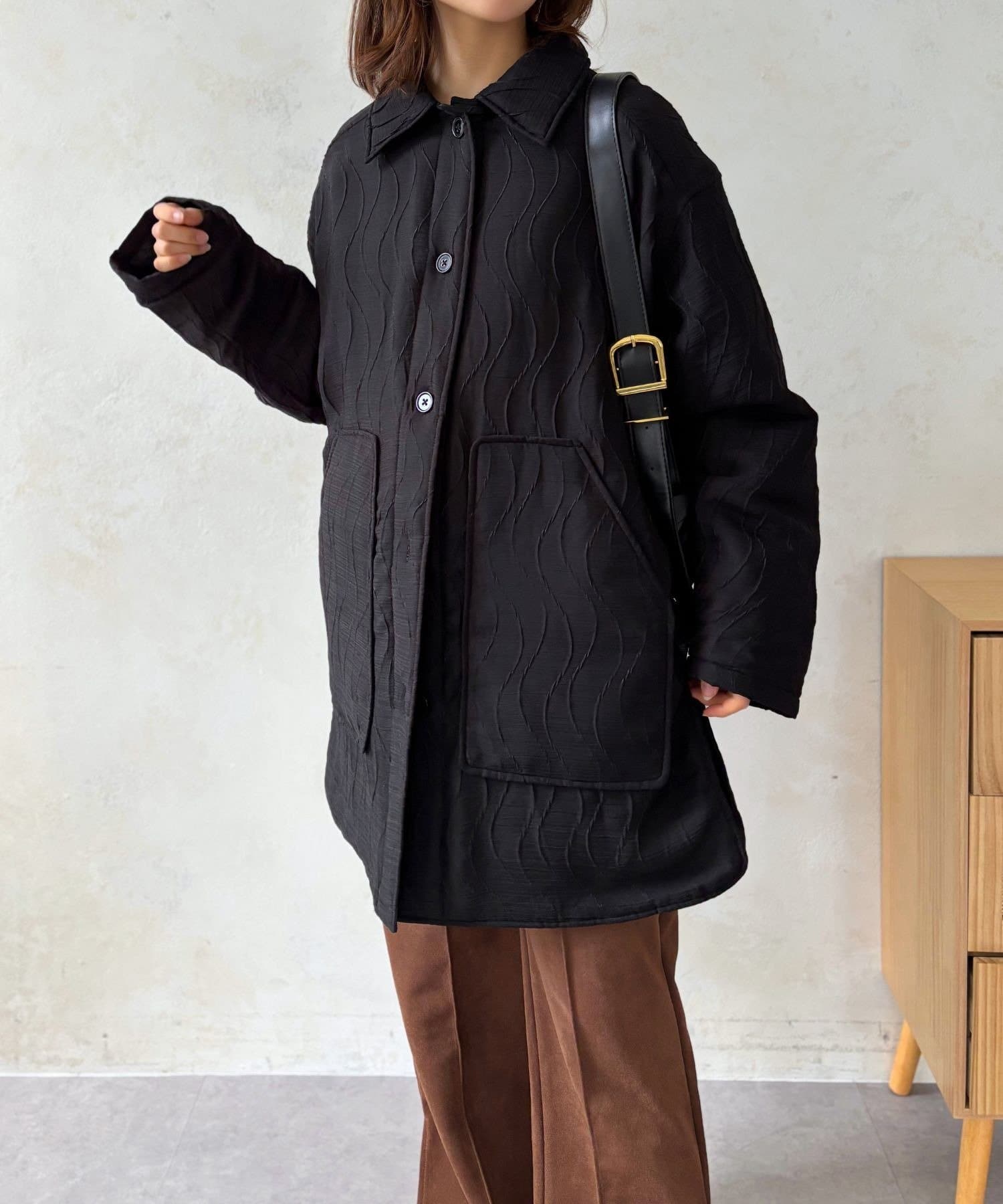 LOCUST(ローカスト) 【肩こり0】ウェーブ模様中綿アウター