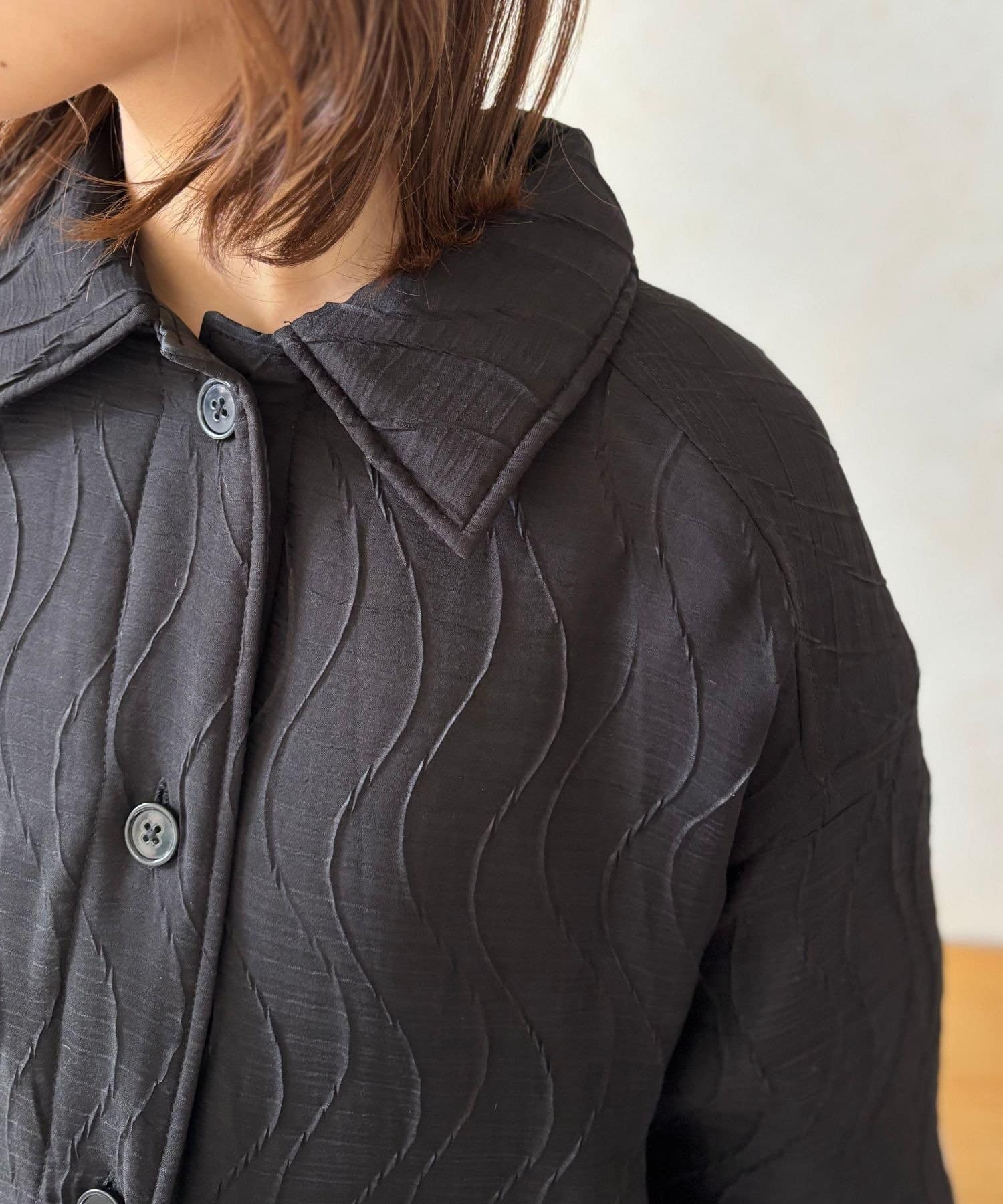 LOCUST(ローカスト) 【肩こり0】ウェーブ模様中綿アウター