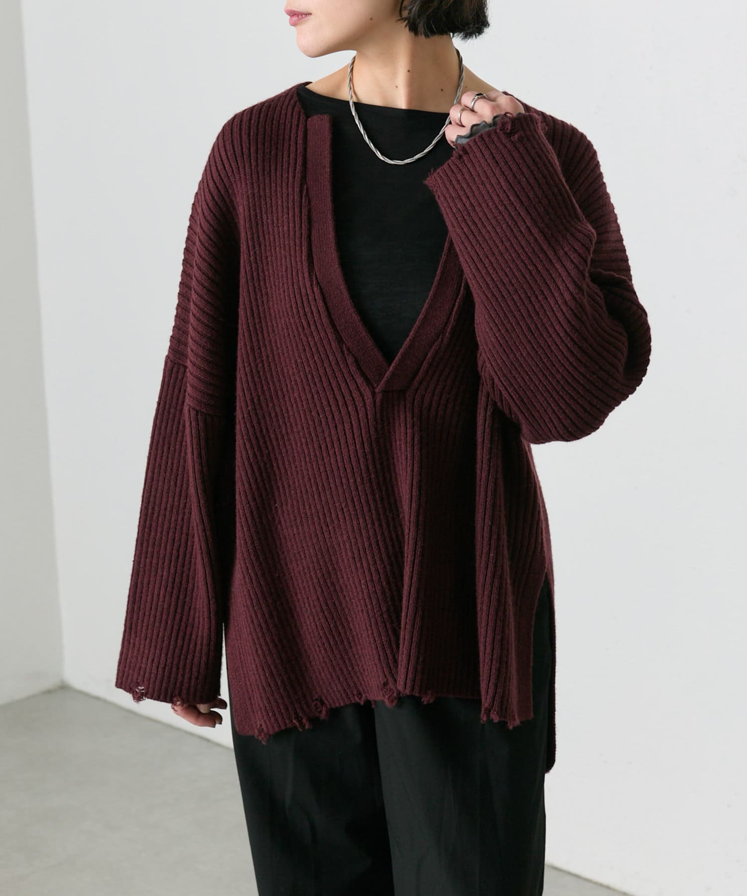 OUTLET(アウトレット) 【ear PAPILLONNER】ダメージニット【SUM1 STYLE】
