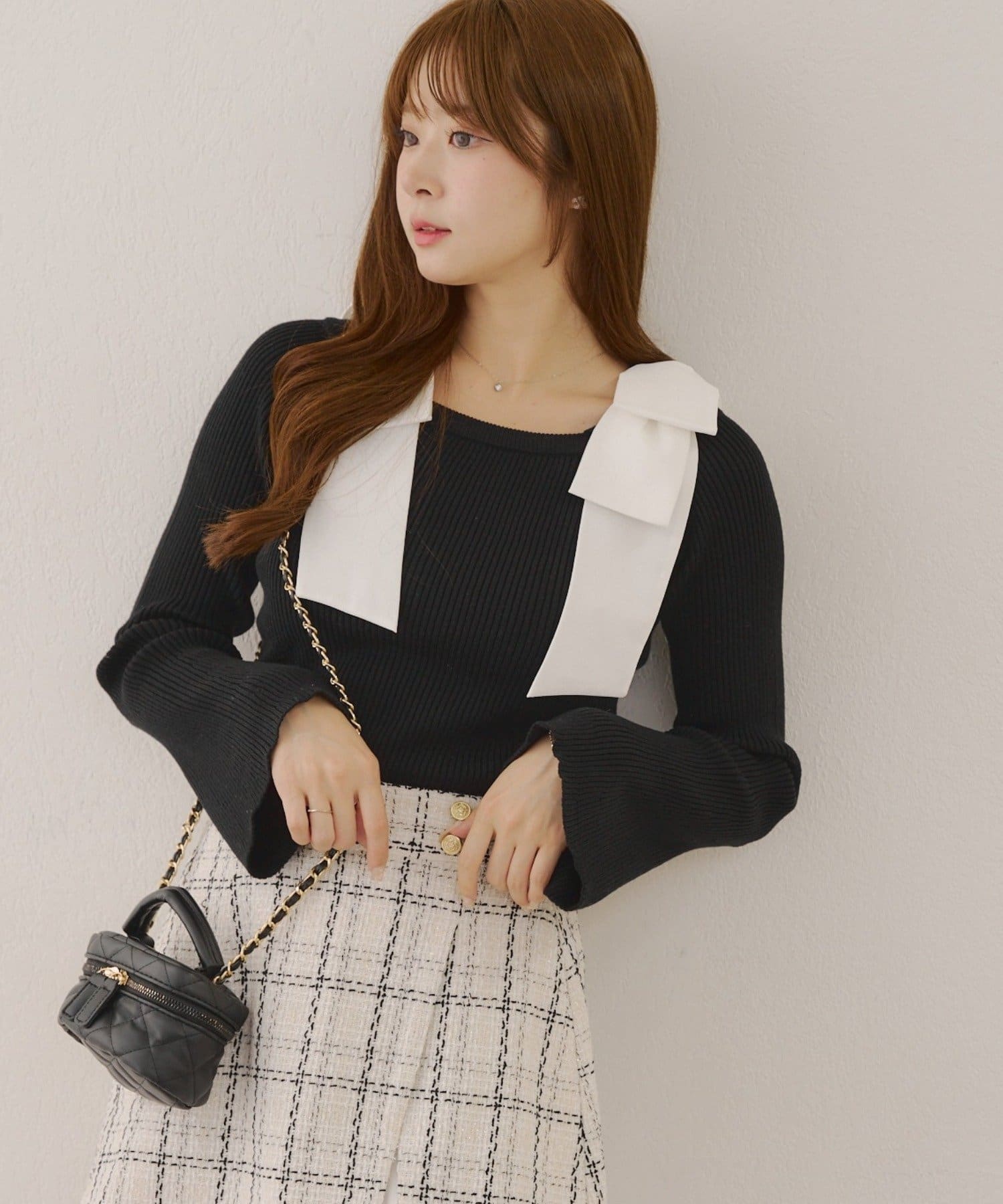 NICE CLAUP / OLIVE des OLIVE OUTLET(ナイスクラップ  / オリーブ デ オリーブ アウトレット) 【RMAF】肩リボンニットTOPS
