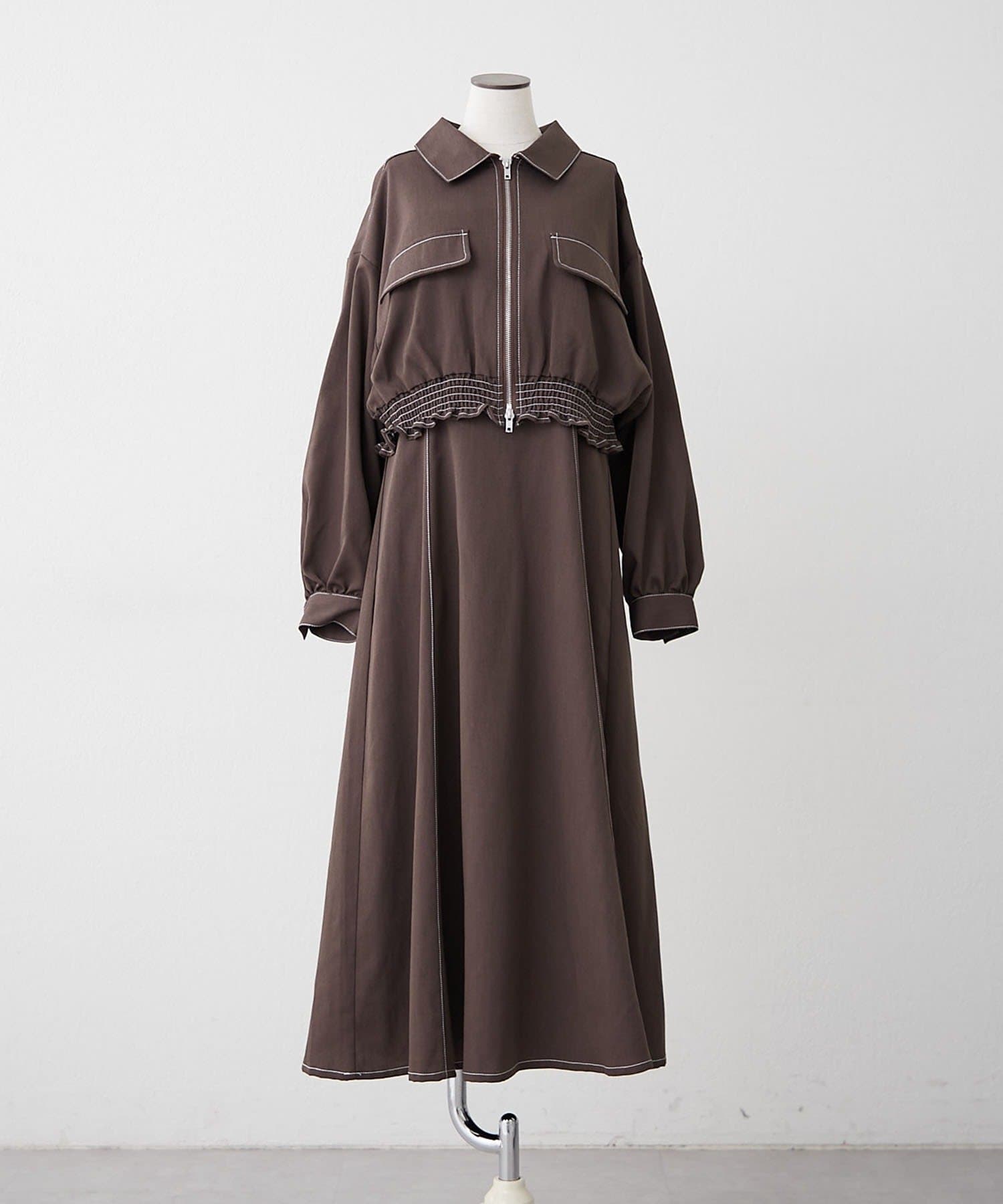 NICE CLAUP / OLIVE des OLIVE OUTLET(ナイスクラップ  / オリーブ デ オリーブ アウトレット) 2セットアイテム【RMAF】裾ギャザージャケット+キャミワンピ