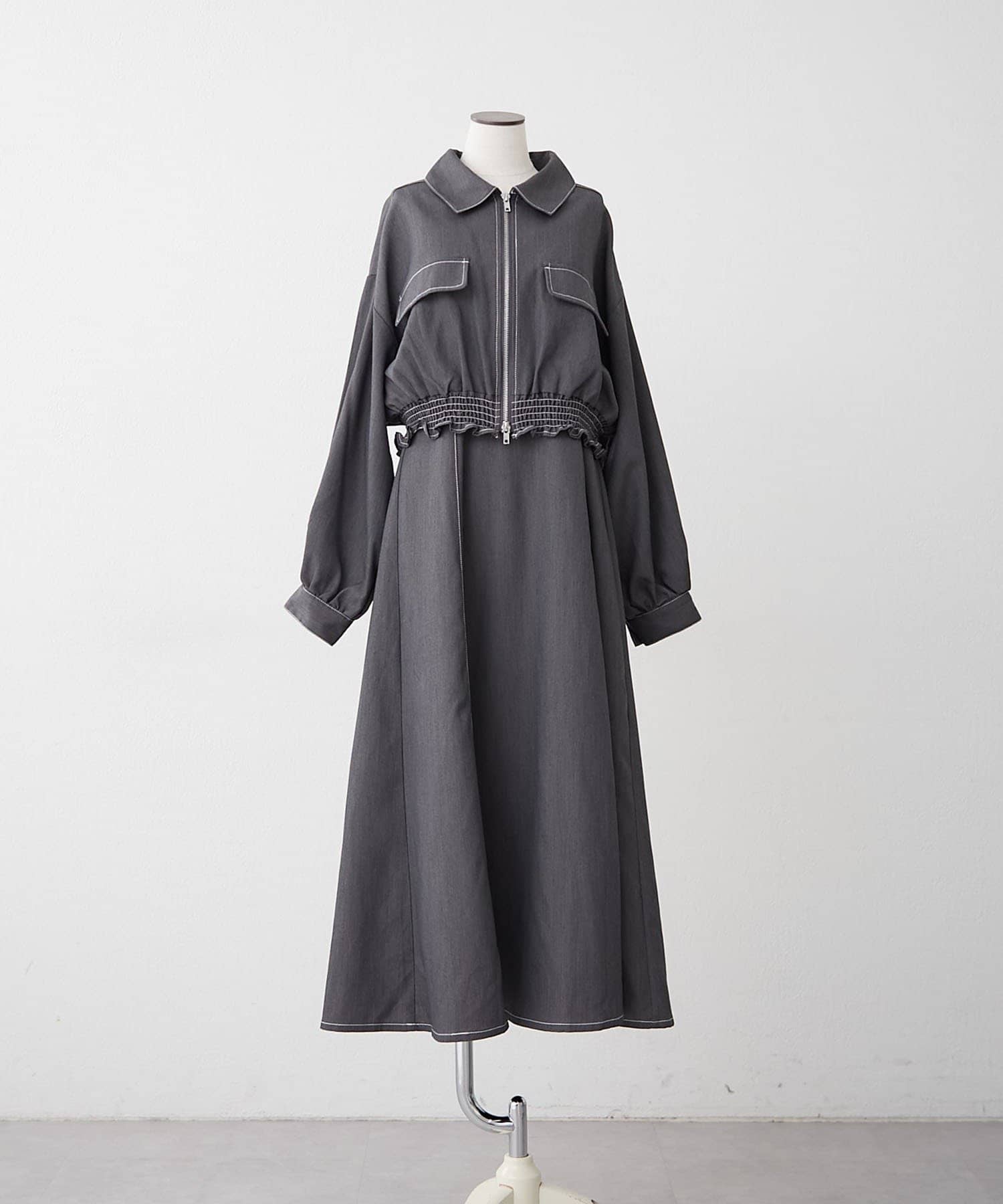 NICE CLAUP / OLIVE des OLIVE OUTLET(ナイスクラップ  / オリーブ デ オリーブ アウトレット) 2セットアイテム【RMAF】裾ギャザージャケット+キャミワンピ