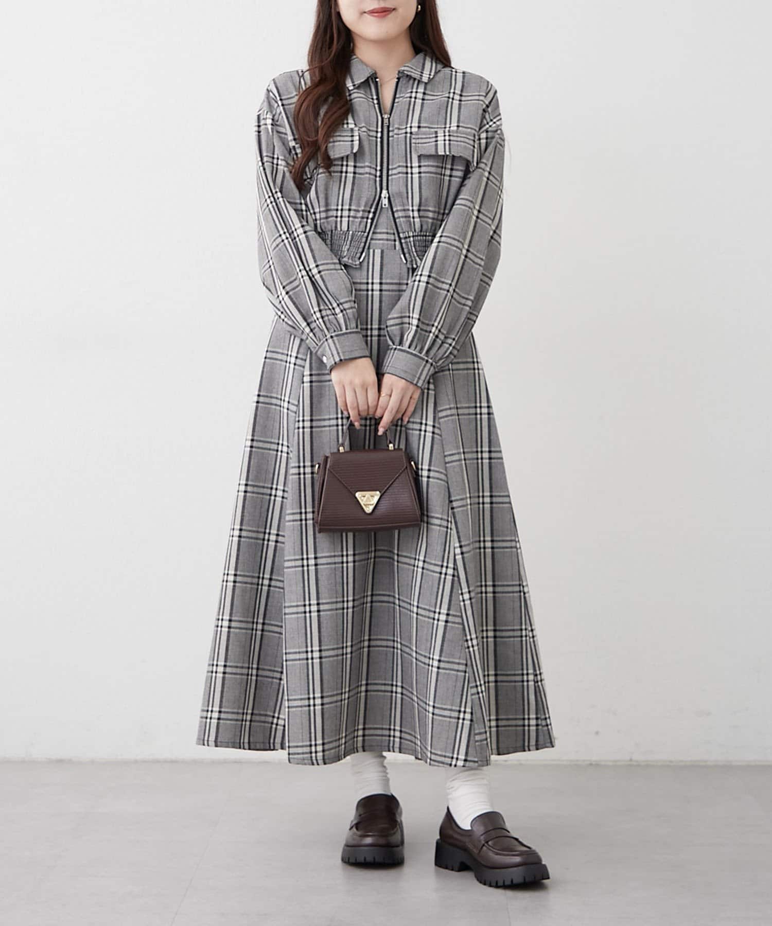 NICE CLAUP / OLIVE des OLIVE OUTLET(ナイスクラップ  / オリーブ デ オリーブ アウトレット) 2セットアイテム【RMAF】裾ギャザージャケット+キャミワンピ