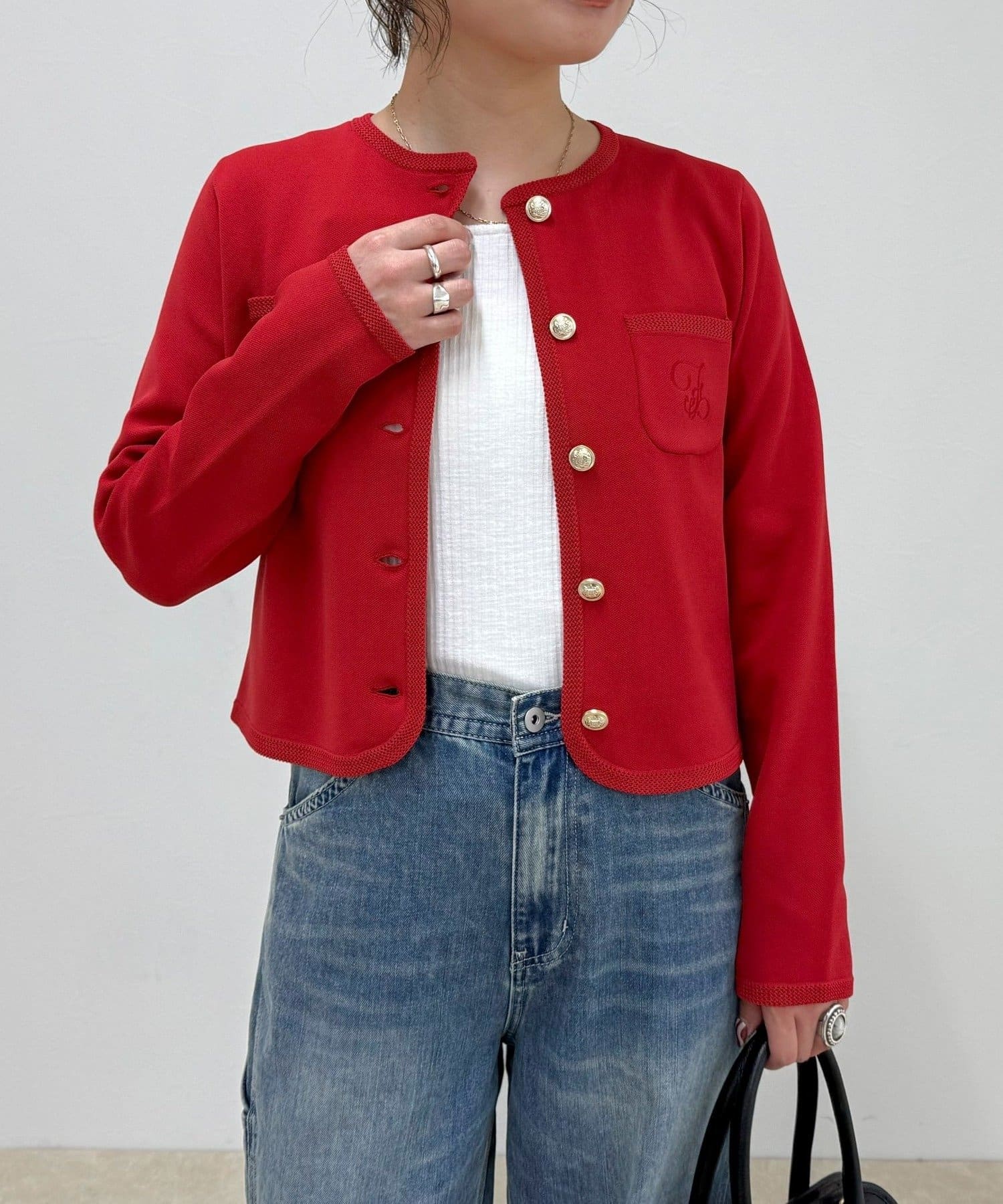 FREDY & GLOSTER(フレディ アンド グロスター) 刺繍入りコンパクトニットジャケット