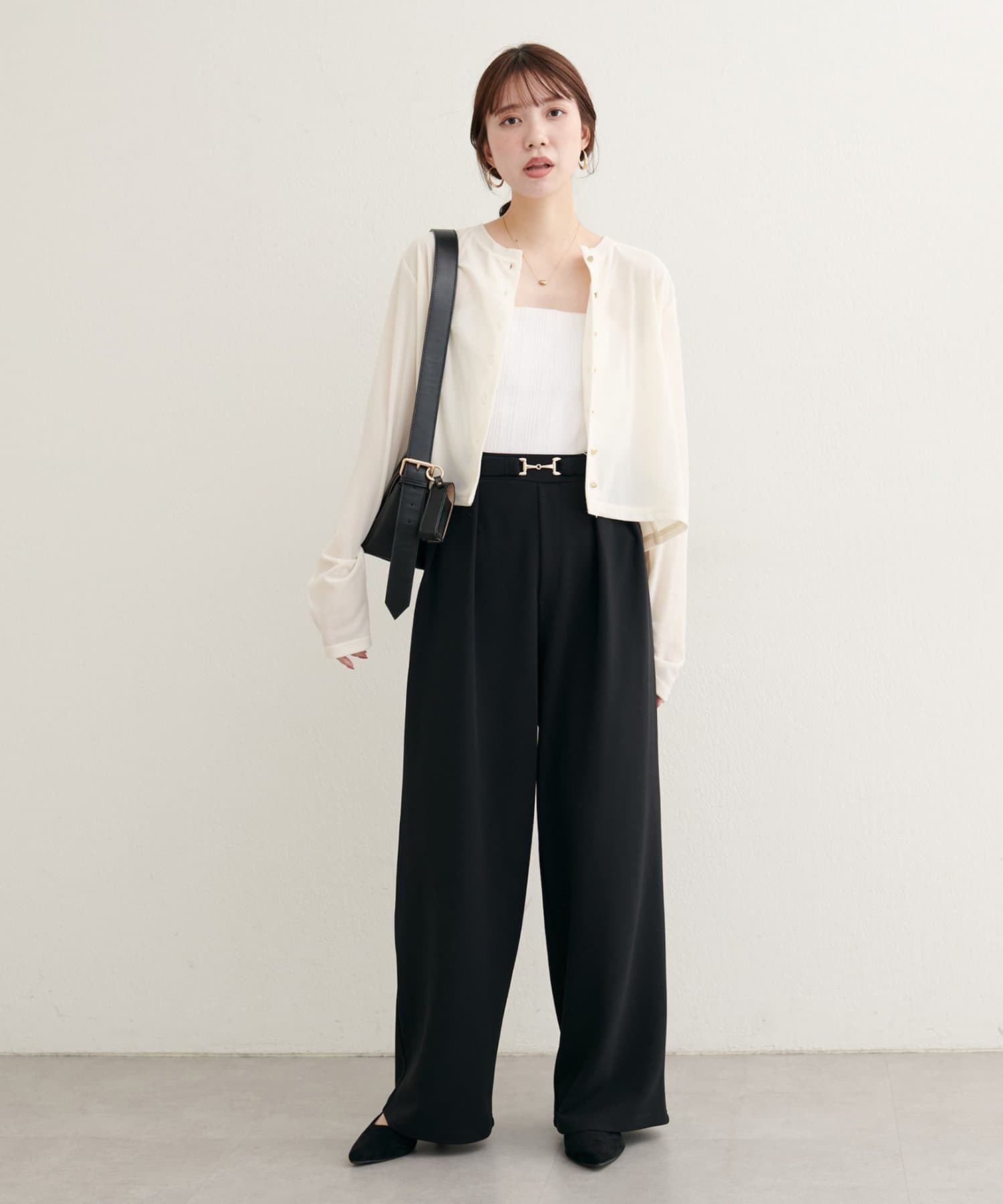 natural couture(ナチュラルクチュール) ビットベルトストレッチパンツ