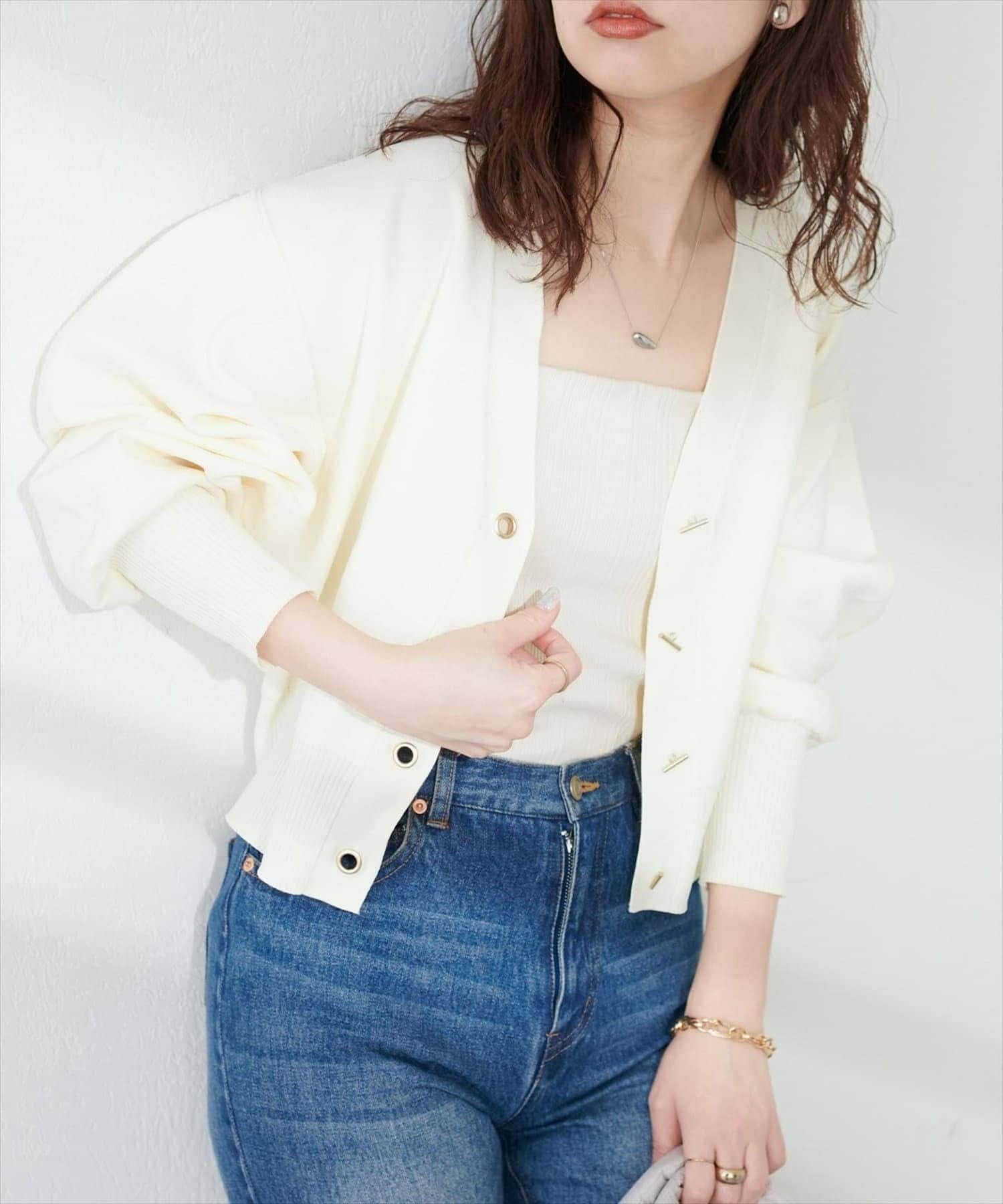 natural couture(ナチュラルクチュール) 【WEB限定】プチプラハトメバー釦カーデ