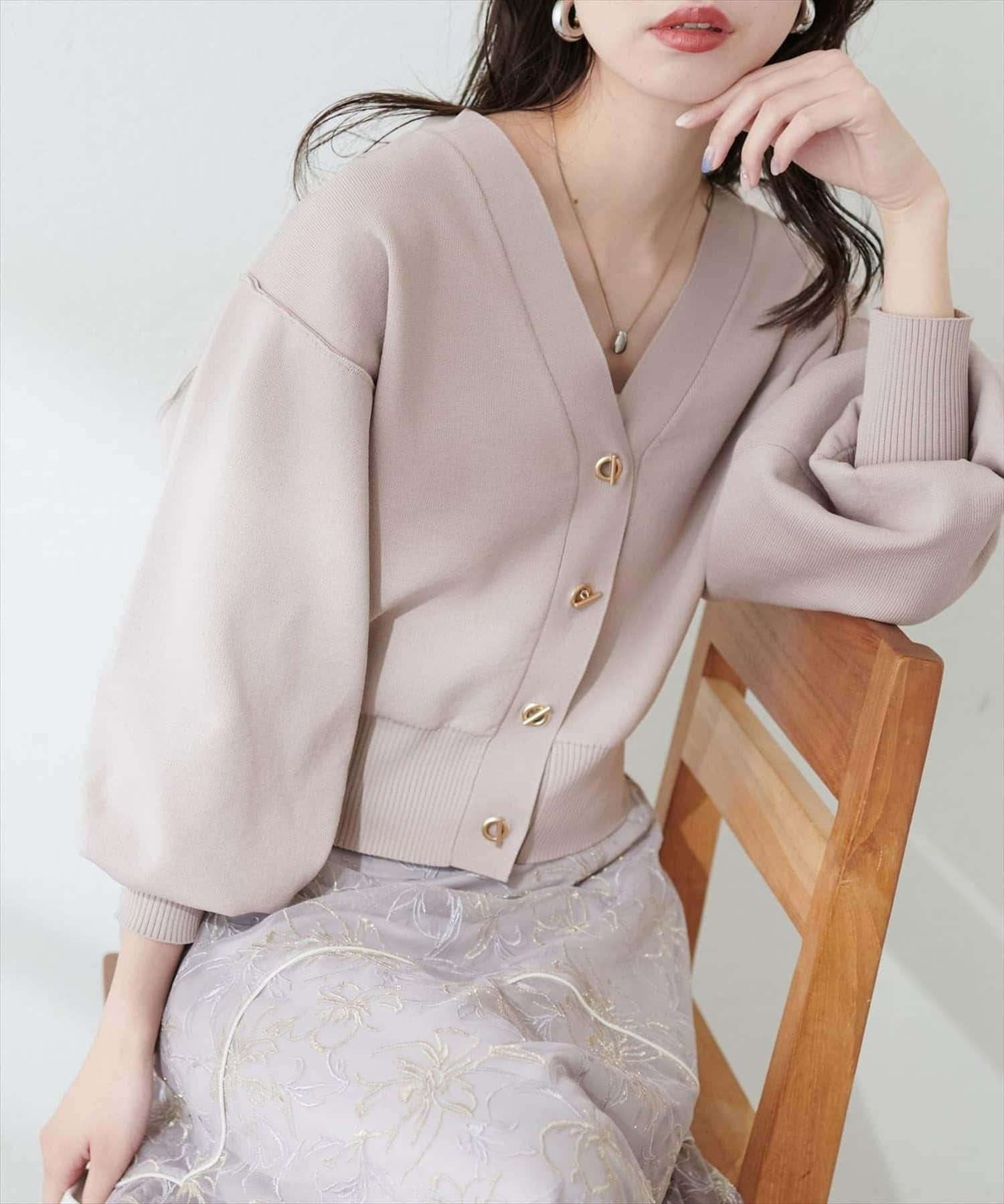 natural couture(ナチュラルクチュール) 【WEB限定】プチプラハトメバー釦カーデ
