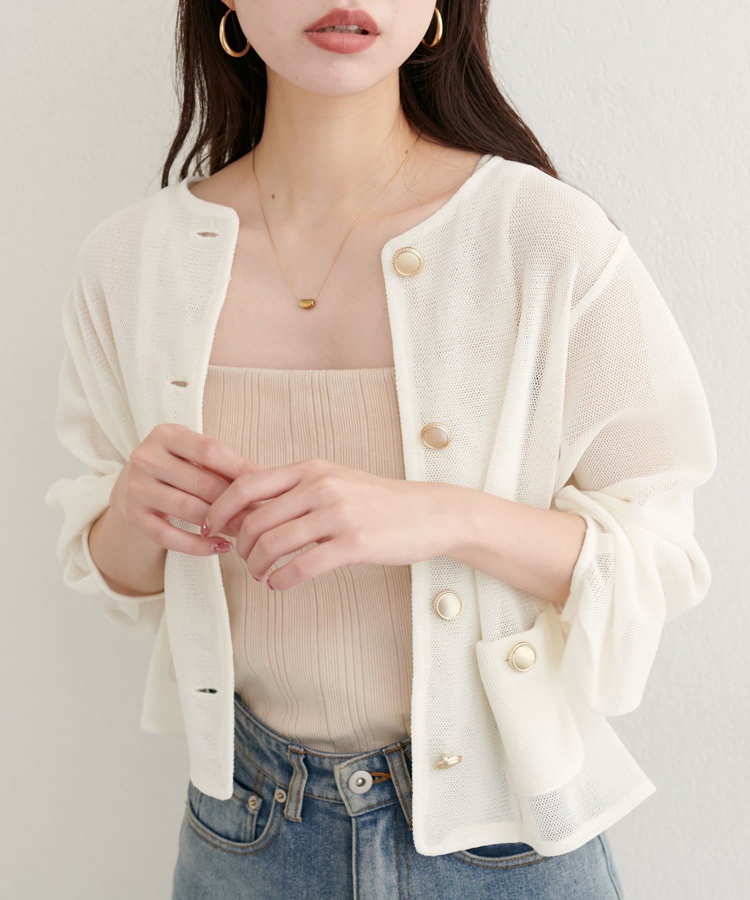 WEB限定】ラッセルノーカラー羽織ジャケット | natural couture